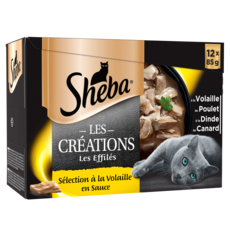 SHEBA Sachets repas les effilés pâtée volailles en sauce pour chat 12x85g
