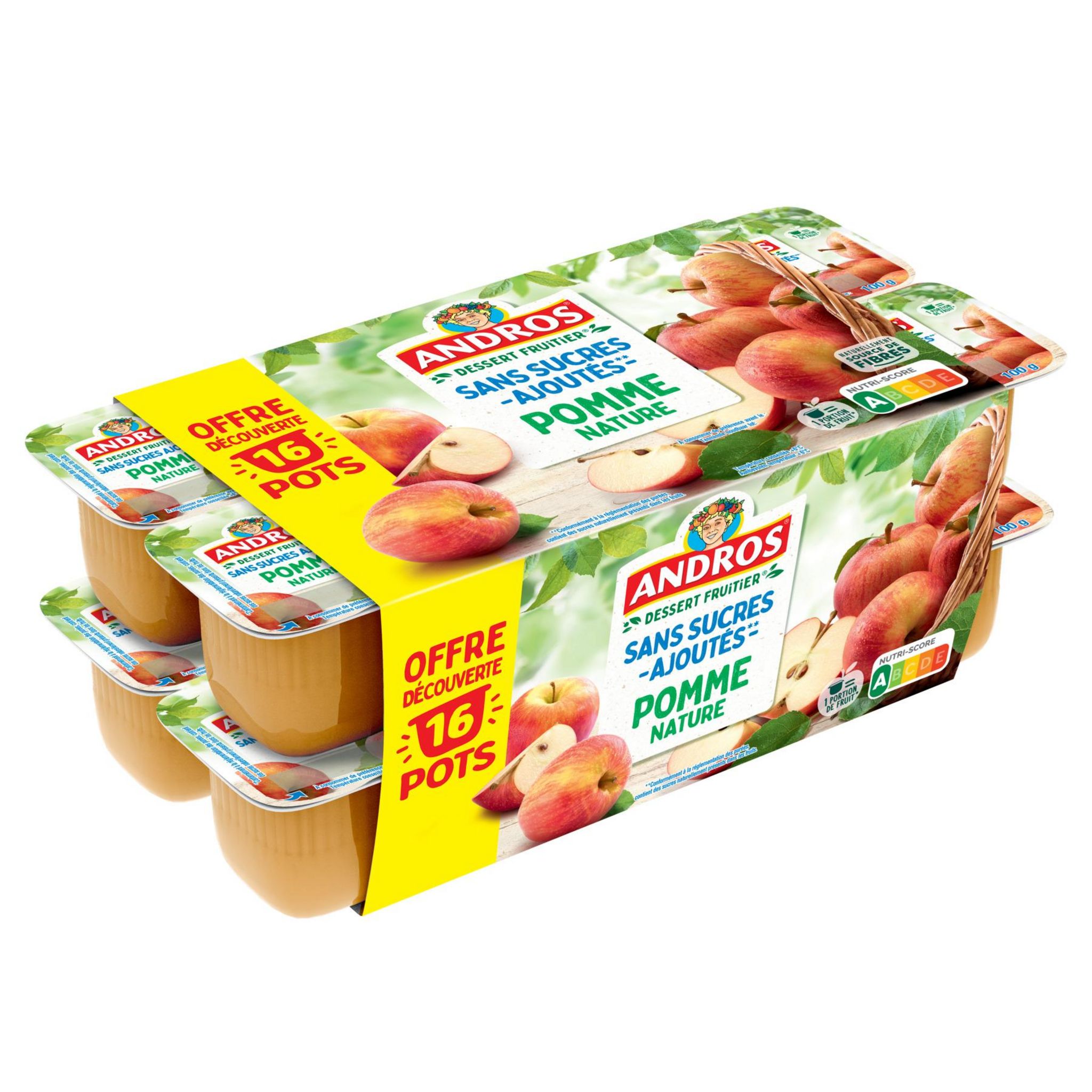 Compote pomme nature, Andros (4 x 100 g)