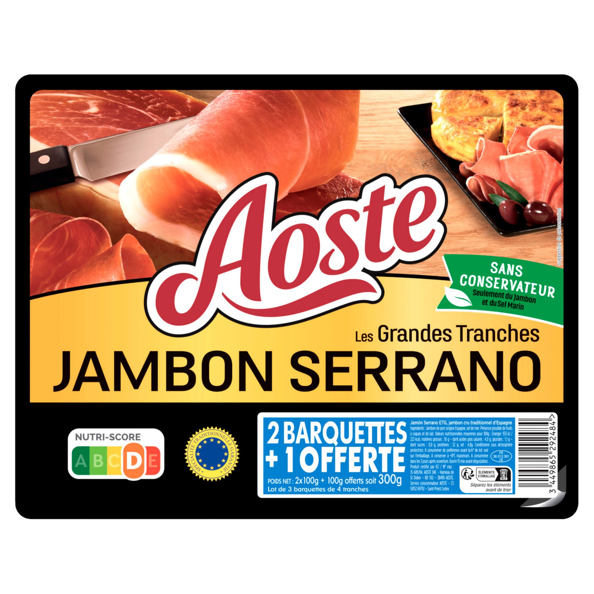 Produit: Jambon Serrano en tranches (24 mois) - Goikoa