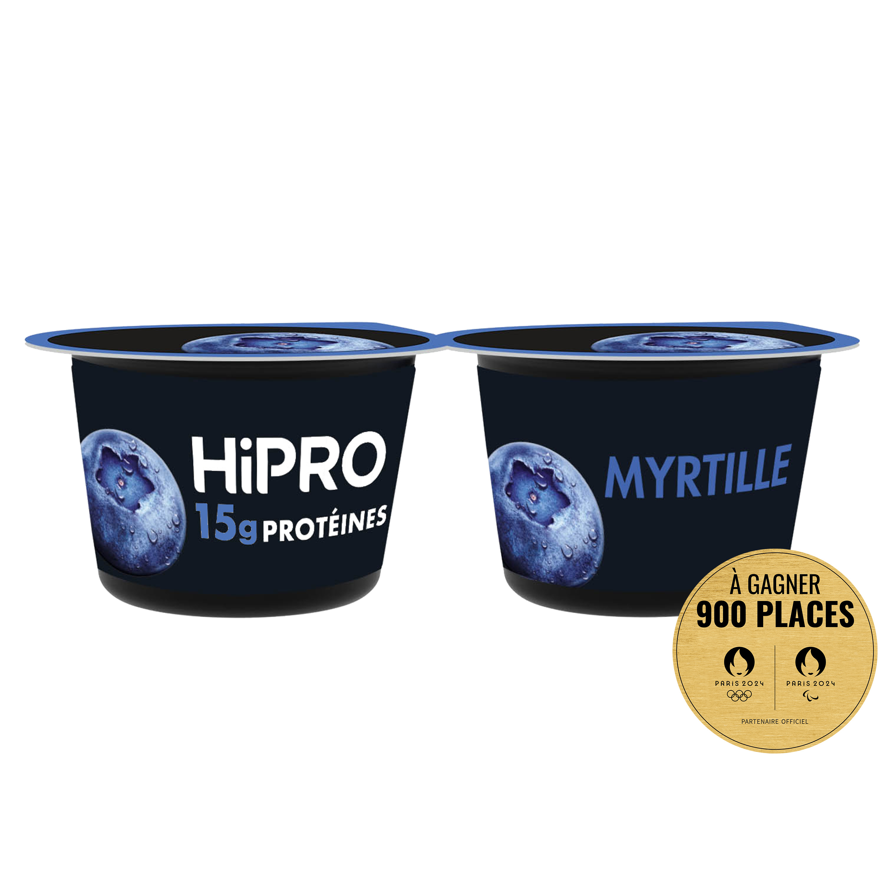 HIPRO Yaourt protéiné saveur myrtille 0% MG 2x160g pas cher 