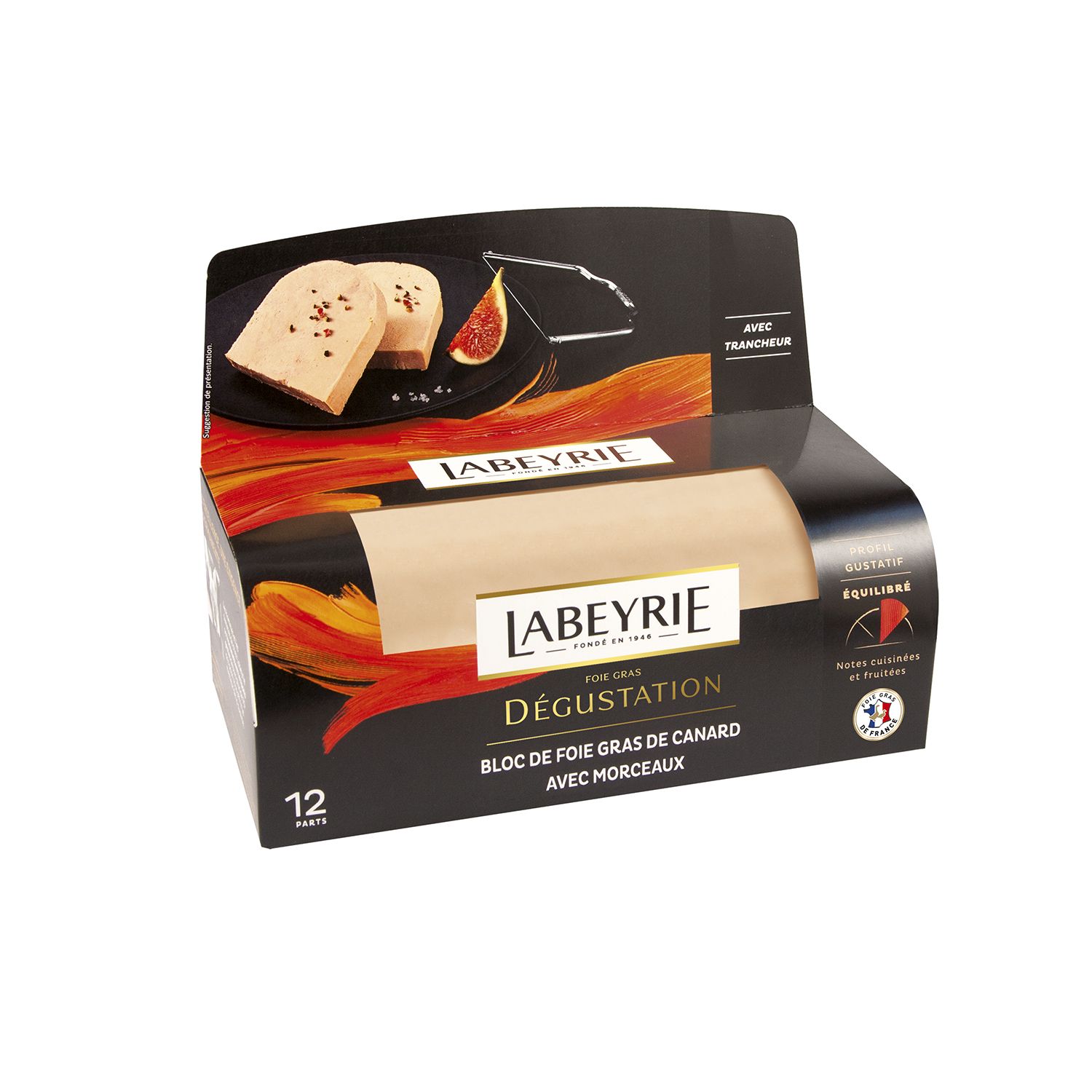 LABEYRIE Bloc de foie gras de canard avec morceaux IGP avec lyre 12 parts  460g pas cher 