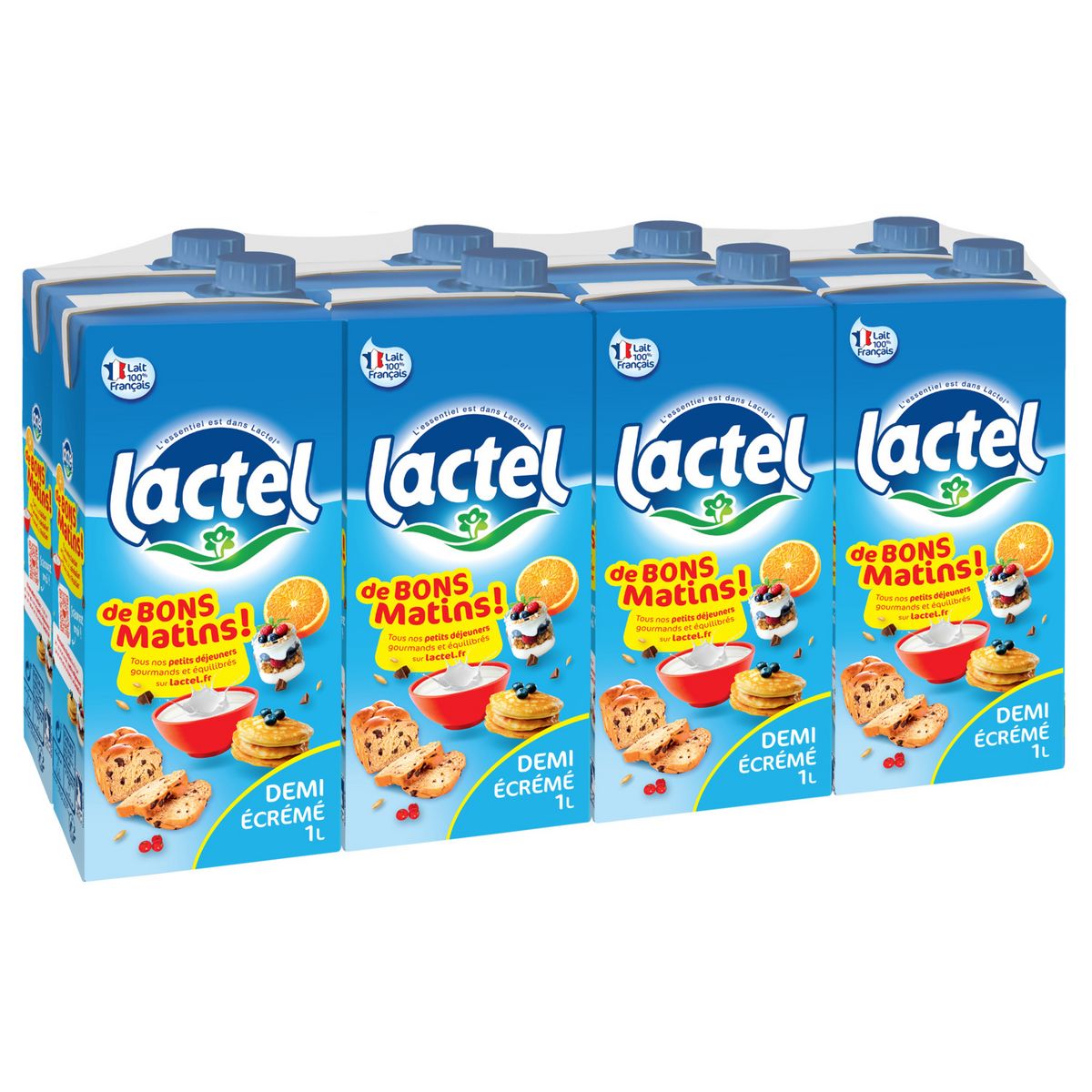 Lait Demi-Écrémé UHT Lactel, Brique 1L