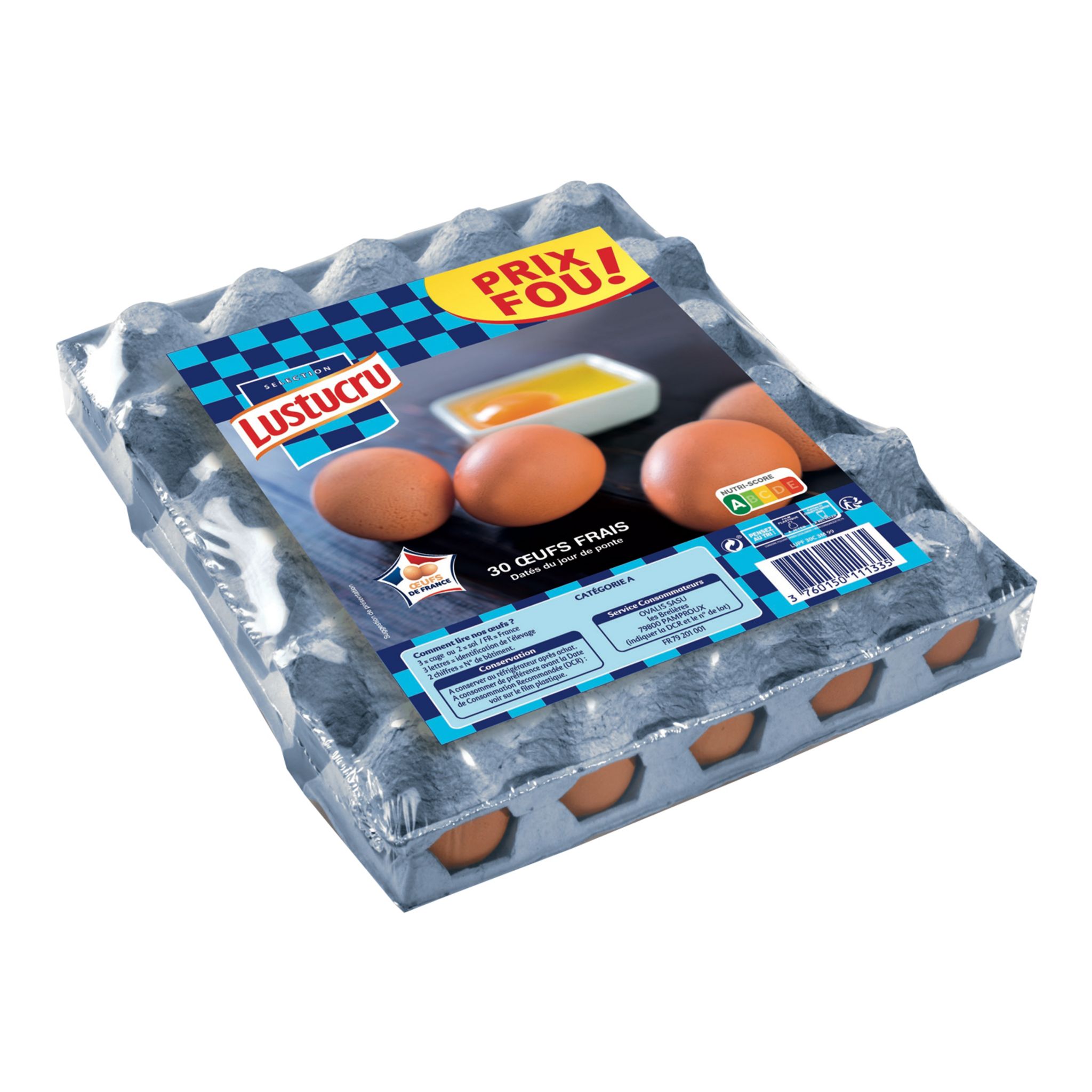 Oeufs frais 30 pièces +63g