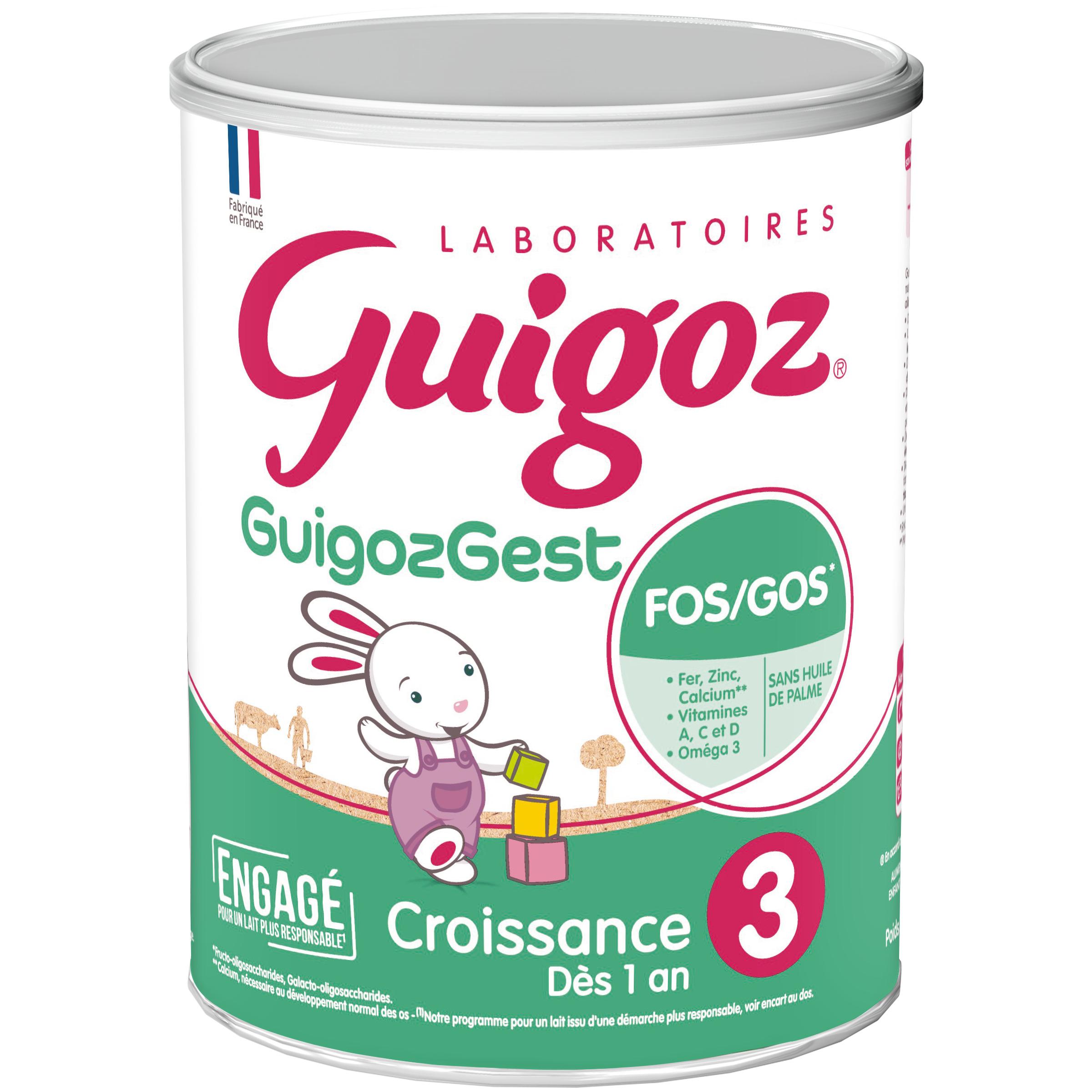 GUIGOZ GUIGOZGEST 3 Croissance 800g - Lait en Poudre pour Nourrissons de 1  à 3 Ans - Source de Fibres