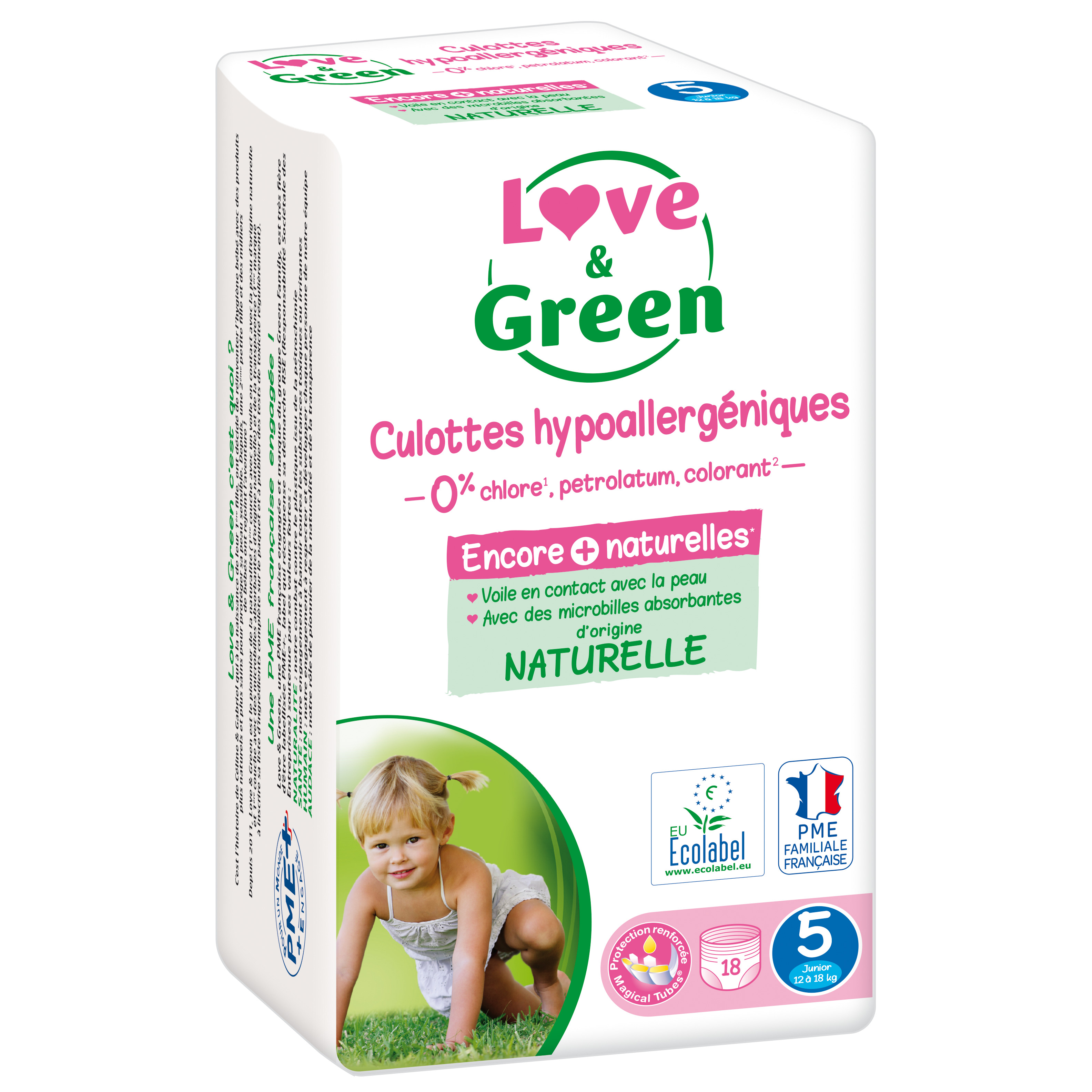 Couches Bébé Hypoallergéniques 0% Love & Green - Taille 1/2 à 5 kg (x 23  couches)