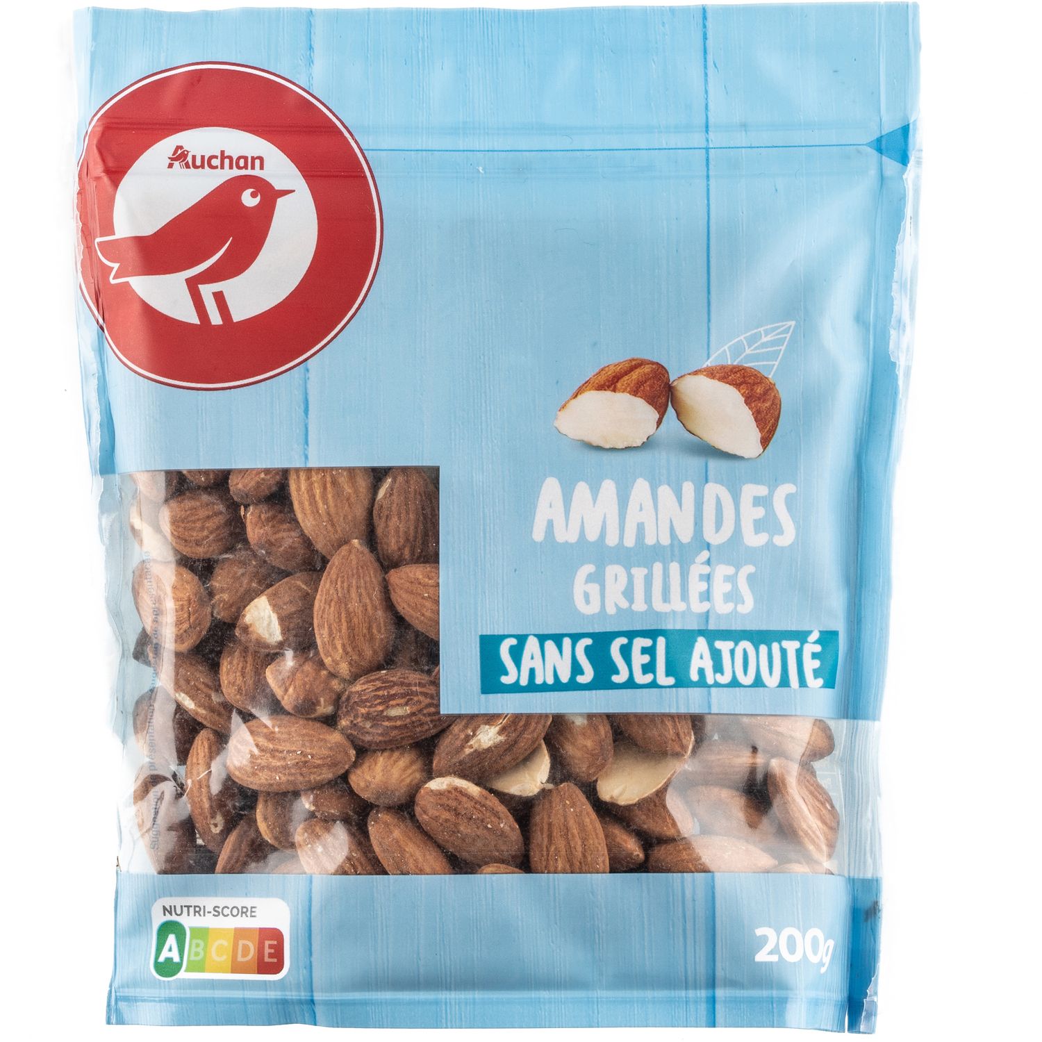 AUCHAN Amandes grillées sans sel ajouté 200g pas cher 