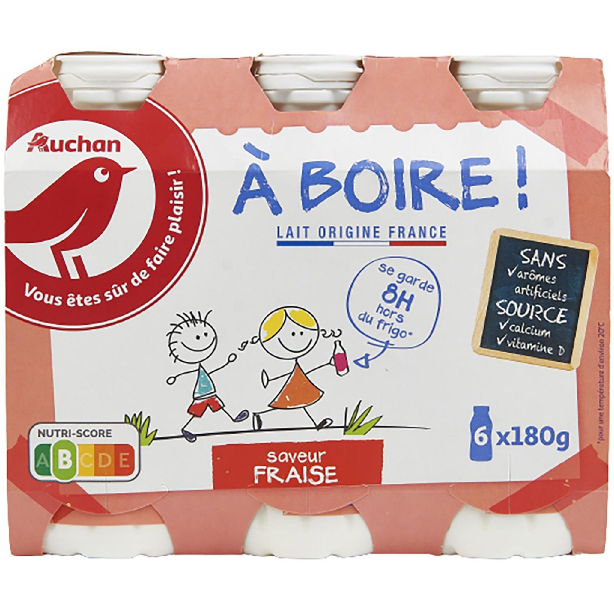 AUCHAN Yaourt à boire panaché 8x100g pas cher 