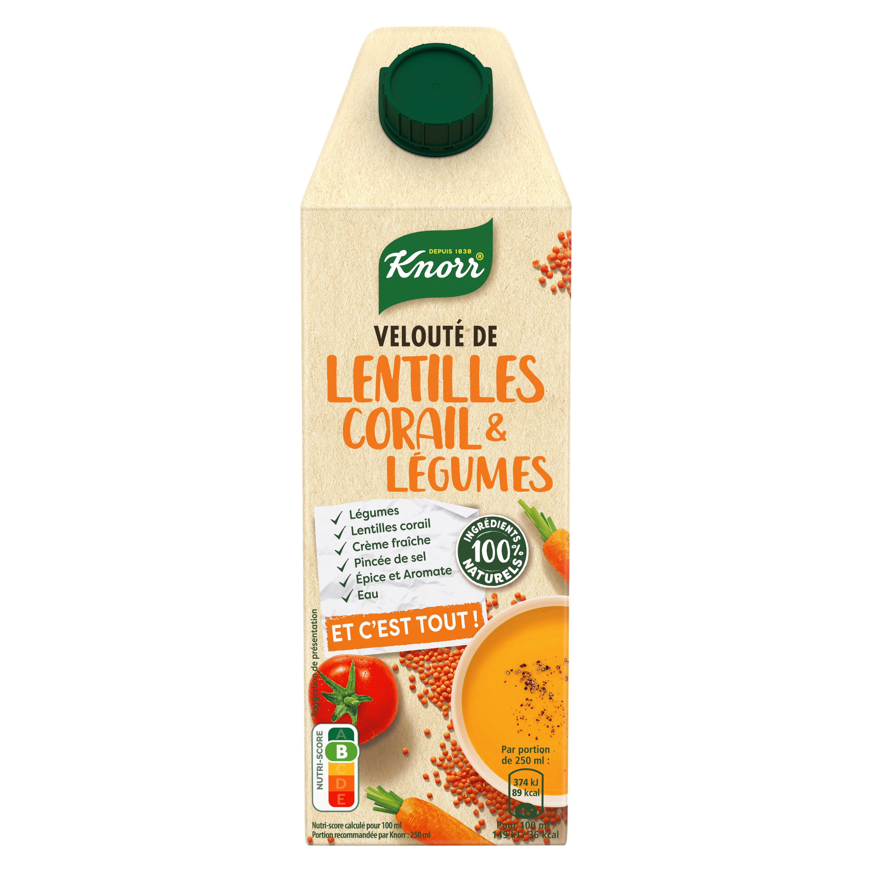 KNORR Soupe veloutée 9 légumes 2 personnes 2x30cl pas cher 