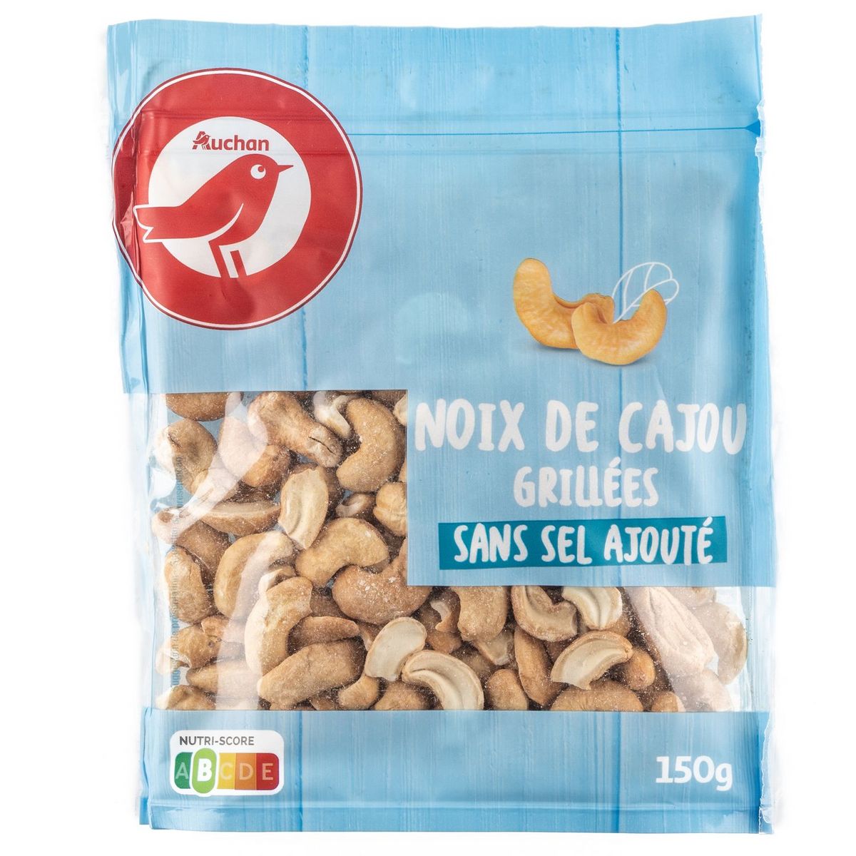 AUCHAN Noix de cajou grillées sans sel ajouté 150g pas cher 