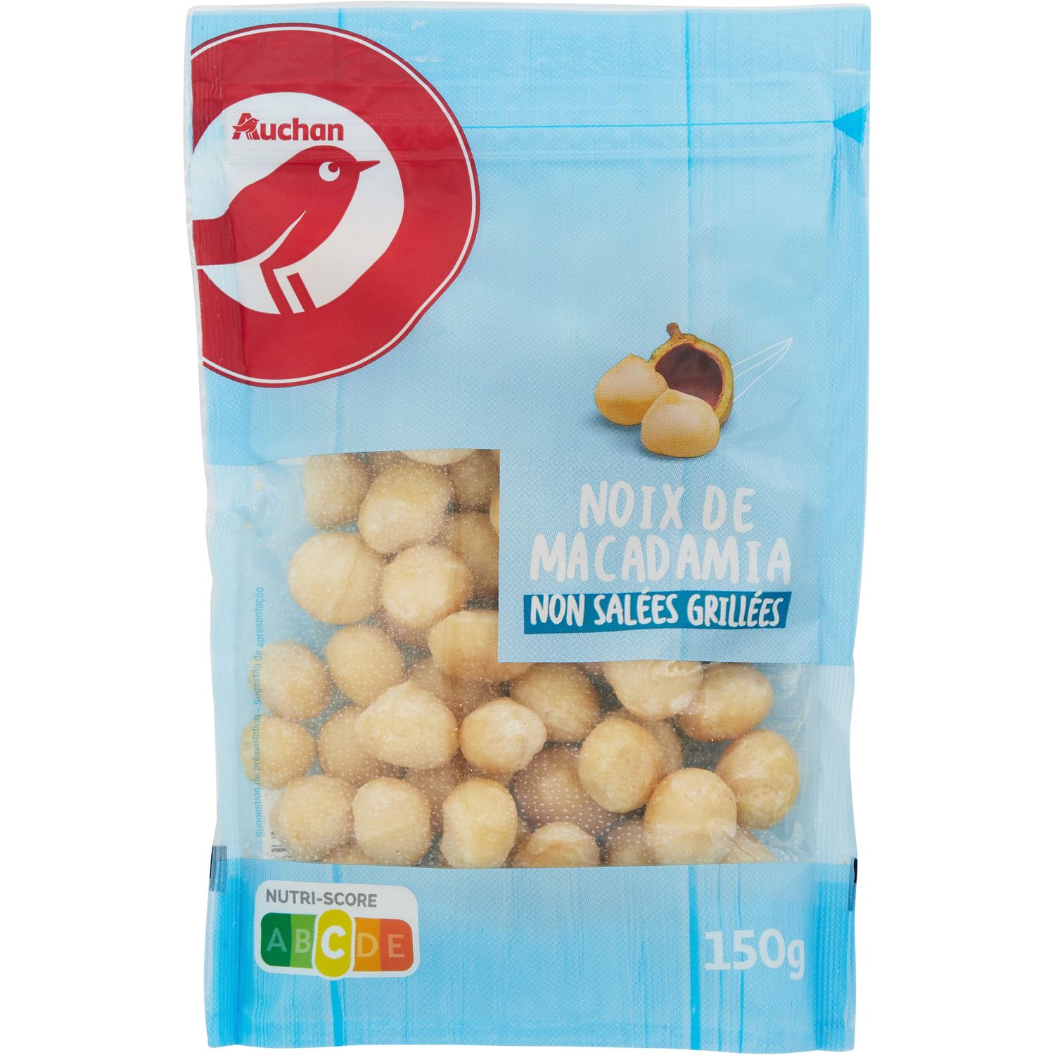 AUCHAN Noix de macadamia non salées grillées 150g pas cher 