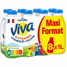 CANDIA Viva Lait demi-écrémé UHT 10 vitamines 8x1l
