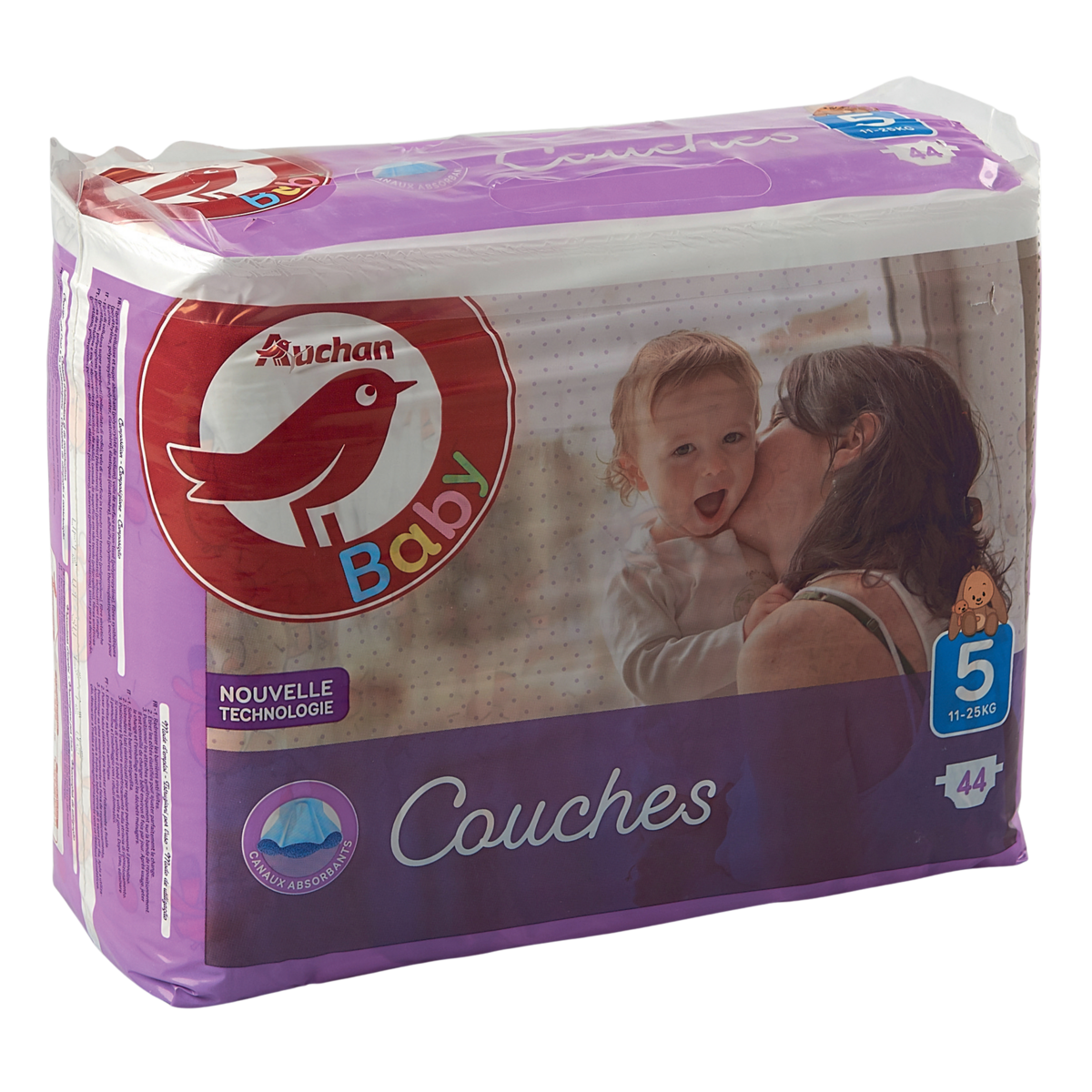 AUCHAN BABY Couches taille 5 (11-25kg) 44 couches
