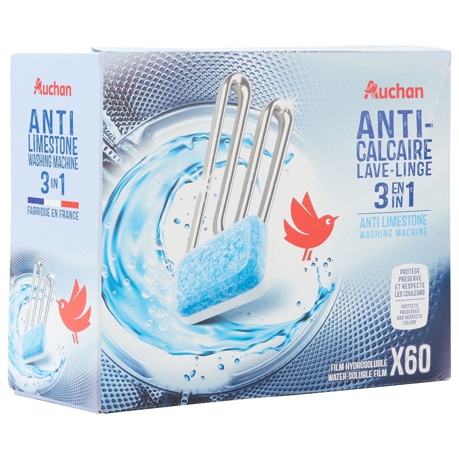 AUCHAN Auchan Pastilles anti-calcaire lave-linge x60 60 lavages 60  pastilles pas cher 