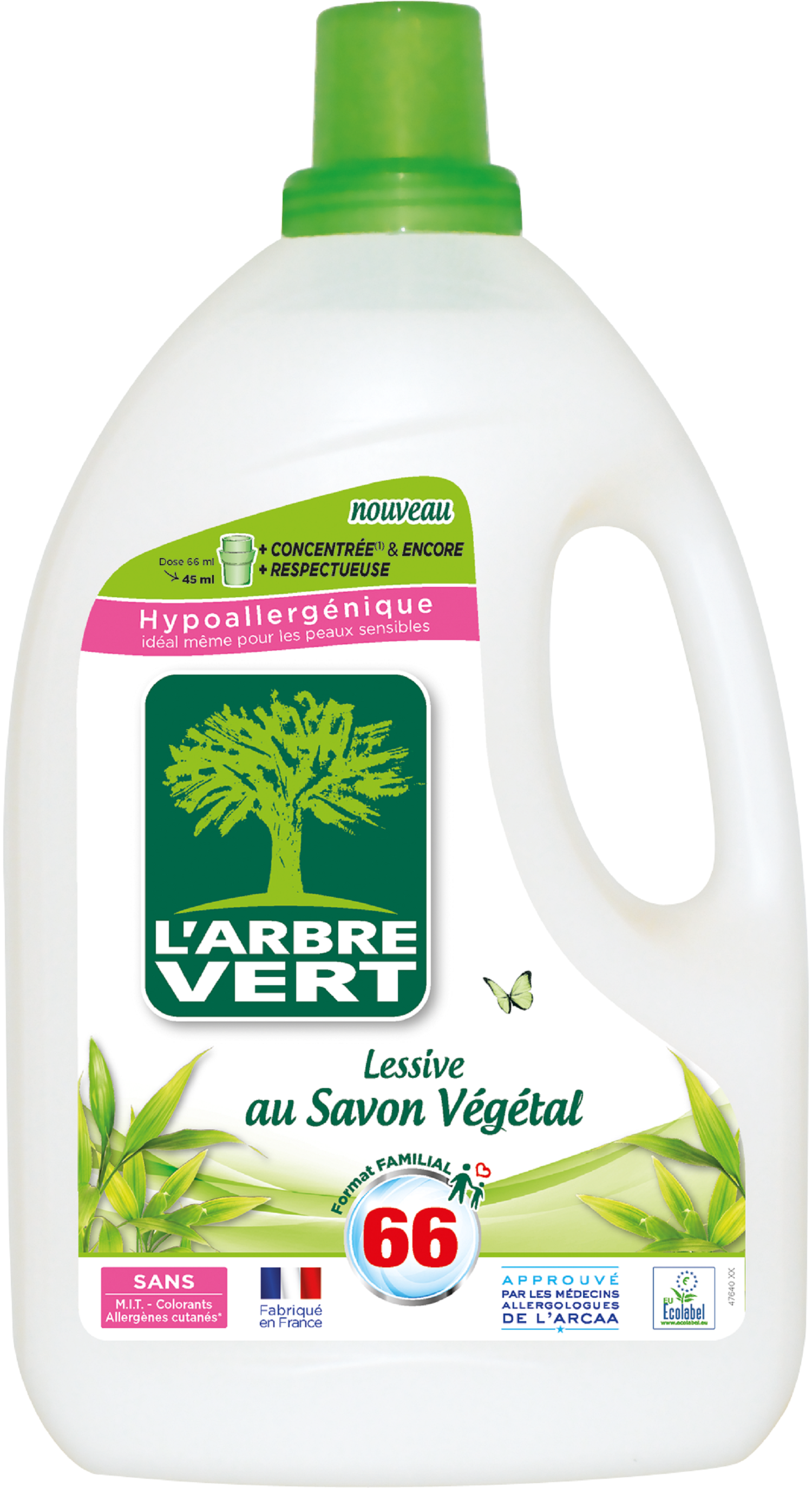 Lessive liquide hypoallergénique pour peaux sensibles L'ARBRE VERT