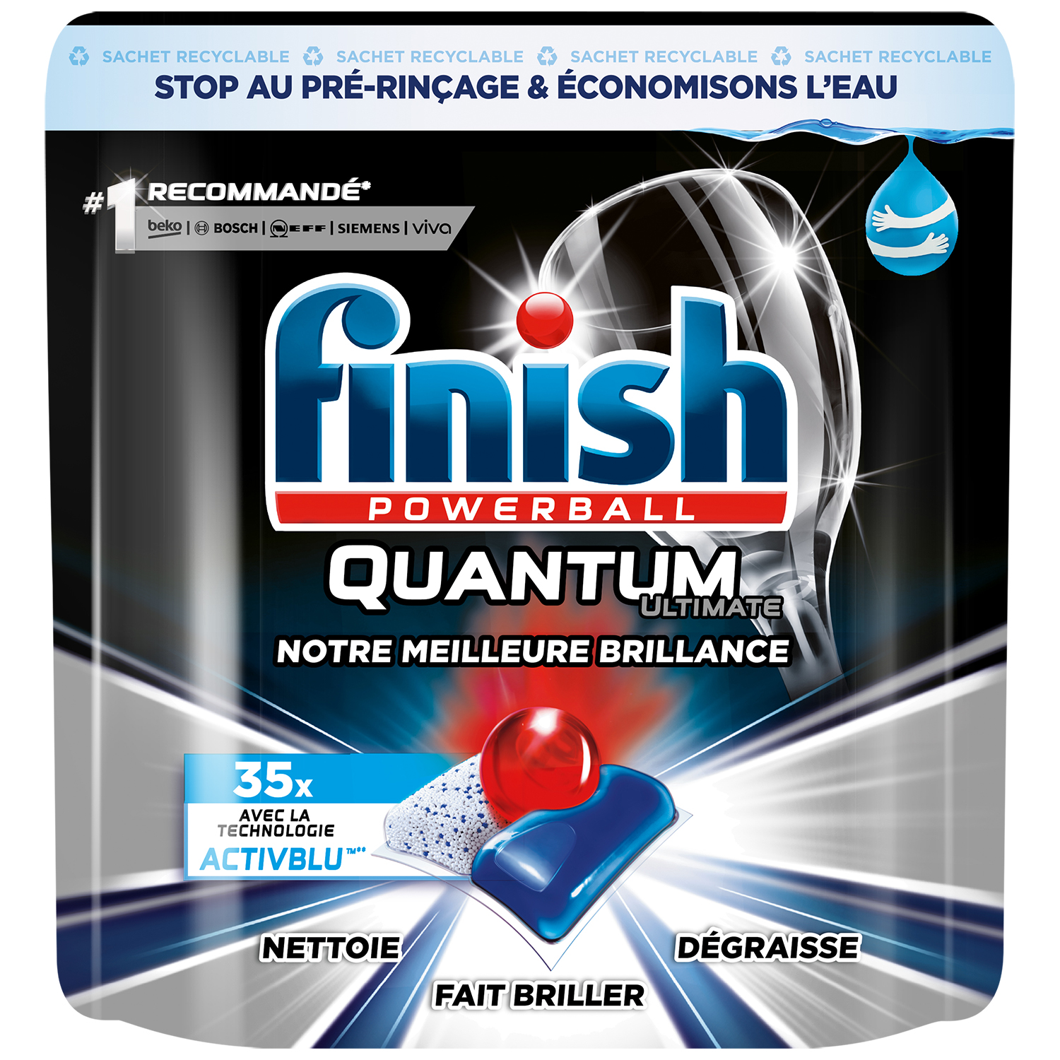 Tablettes lave-vaisselle Finish Quantum, sachet de 33