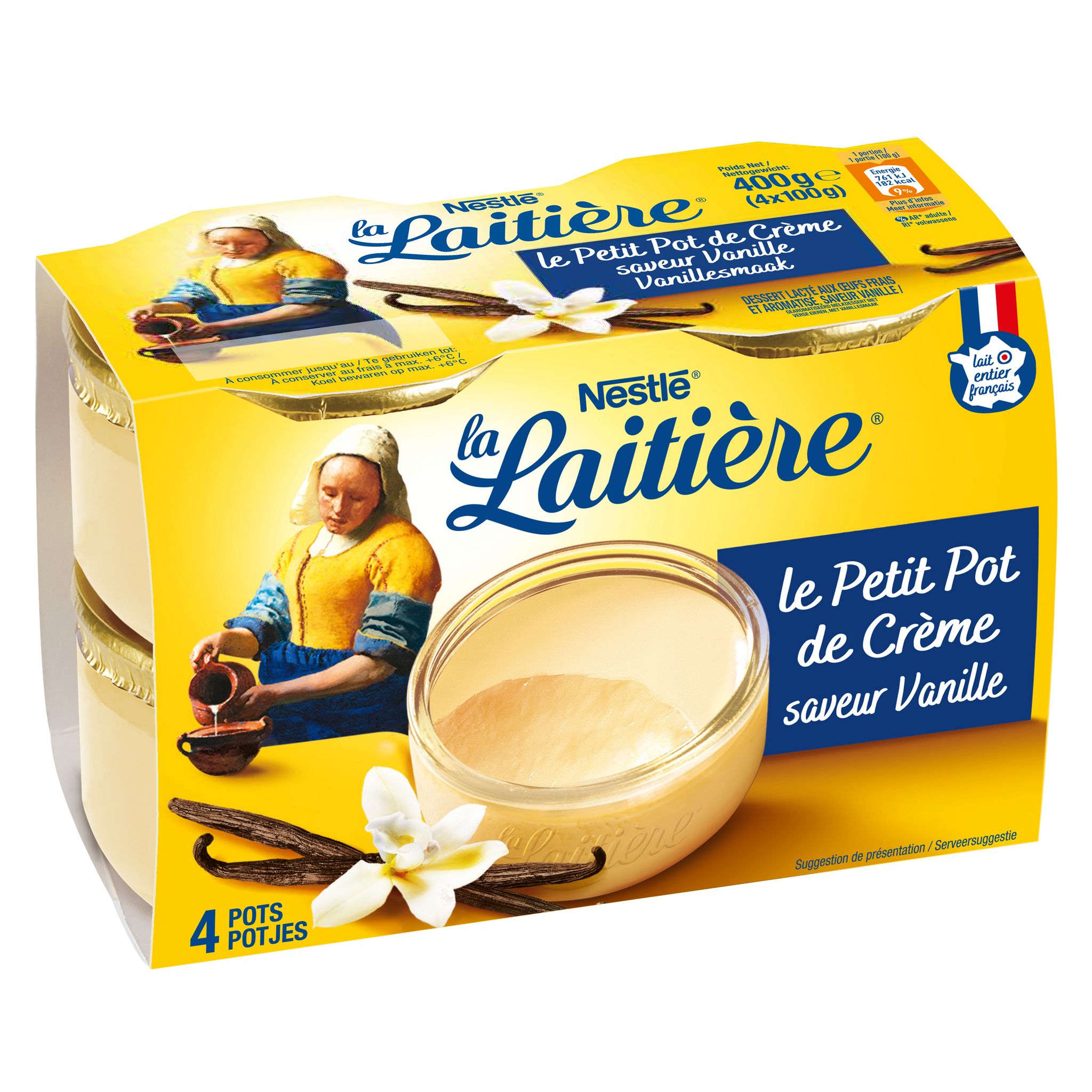 Petit pot de crème vanille, La laitière (8 x 100 g)