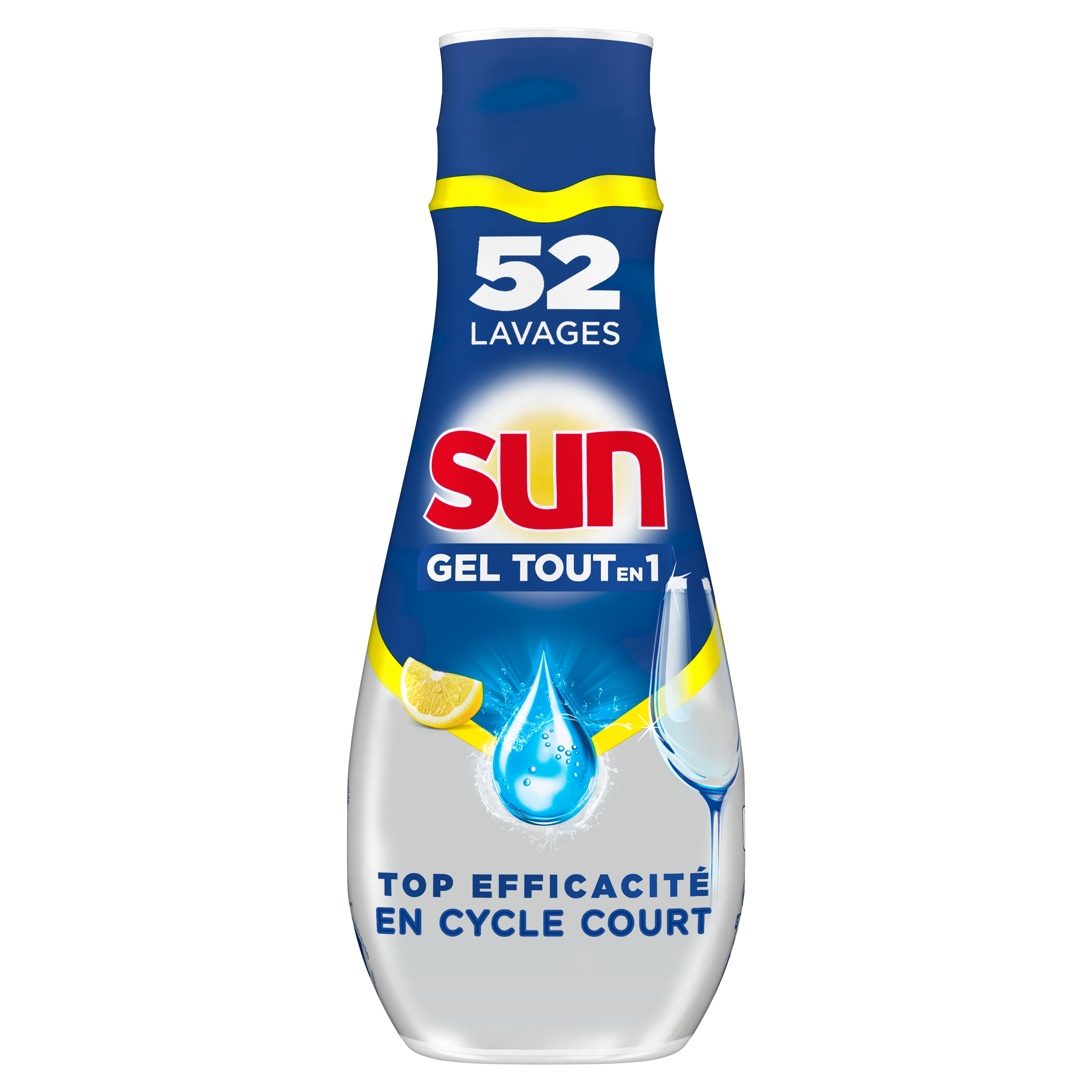 SUN Gel lave-vaisselle tout-en-1 brillance cristal au citron 52 lavages pas  cher 