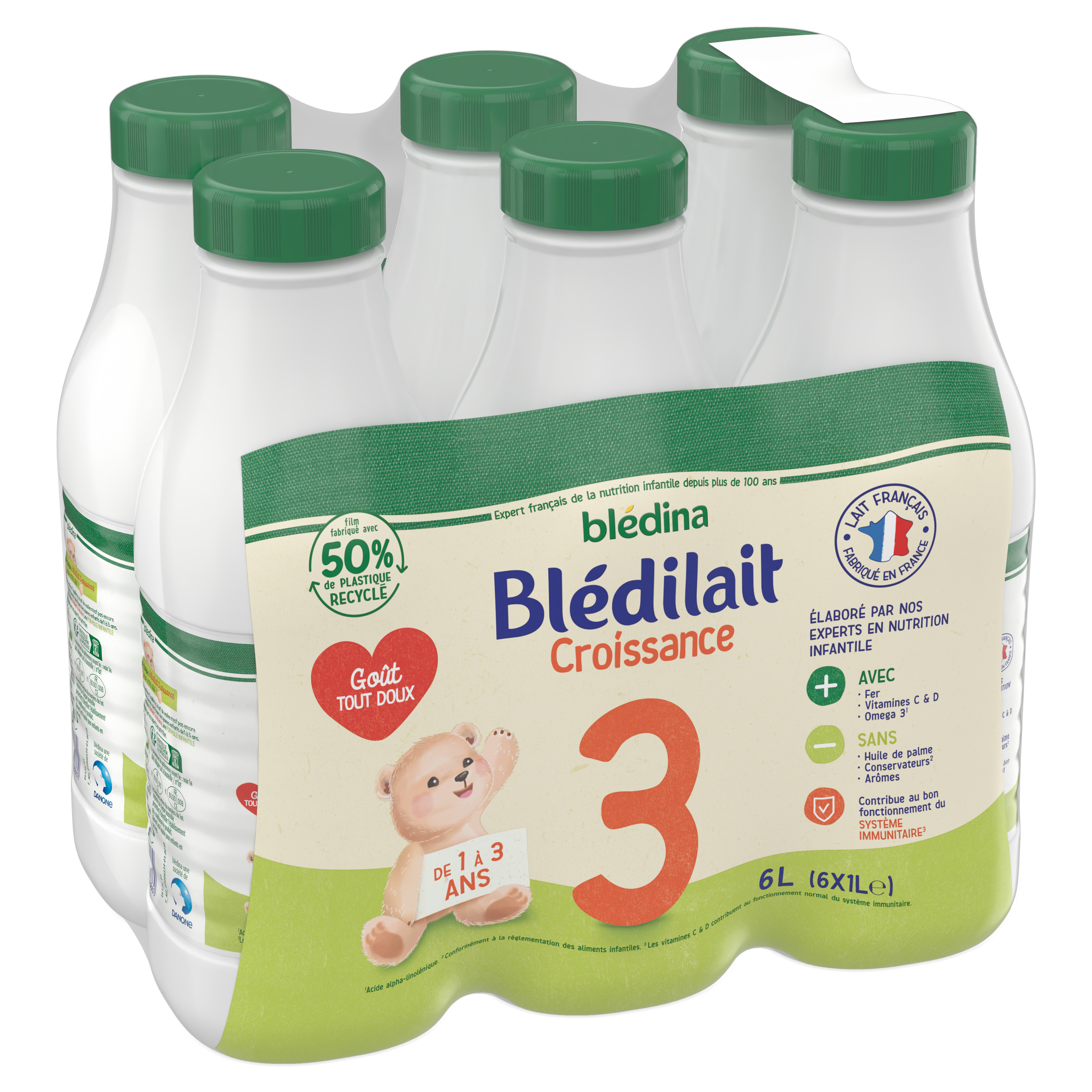 BABYBIO Lait croissance liquide dès 10 mois 6x1l pas cher 