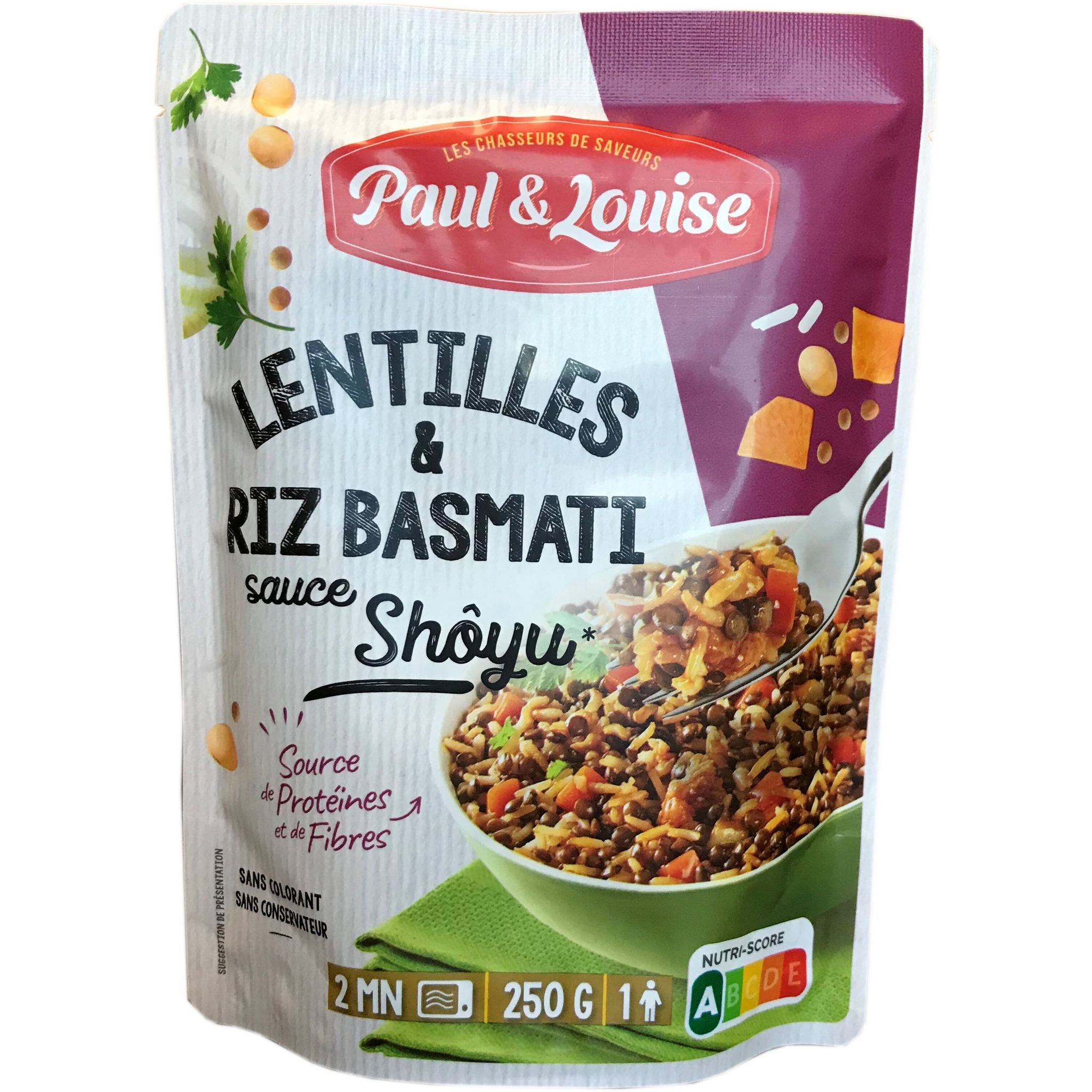 PAUL ET LOUISE Lentilles & riz basmati sauce shôyu 1 personne 250g pas cher  