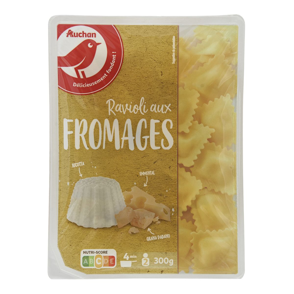 AUCHAN Ravioli aux fromages 2 portions 300g