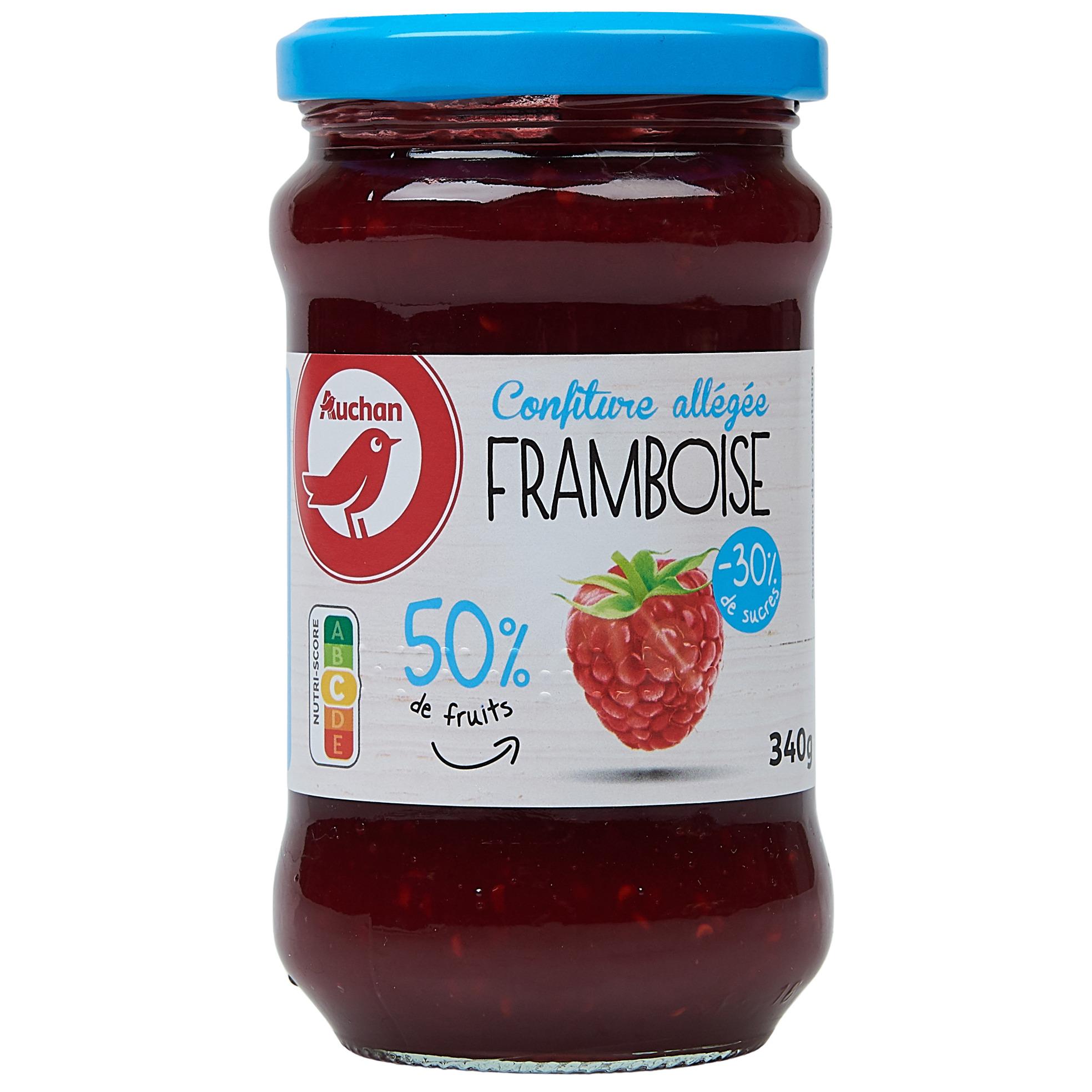 AUCHAN Confiture de framboises allégée en sucres 340g pas cher