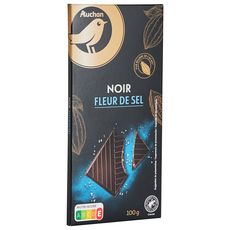 AUCHAN GOURMET Tablette de chocolat noir dégustation à la fleur de sel 47% 1 pièce 100g