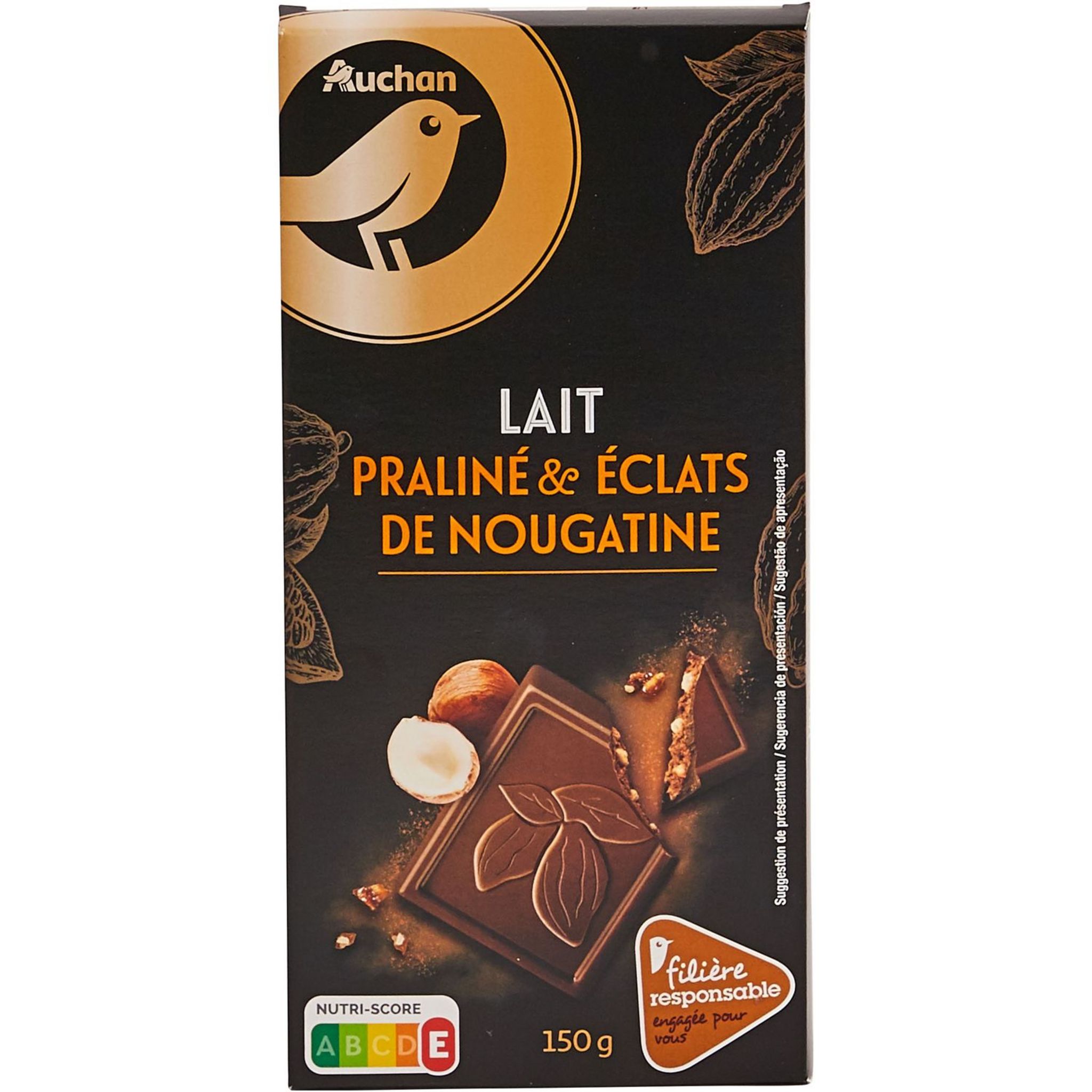 AUCHAN CULTIVONS LE BON Tablette de chocolat au lait pâtissier 1 pièce 170g  pas cher 