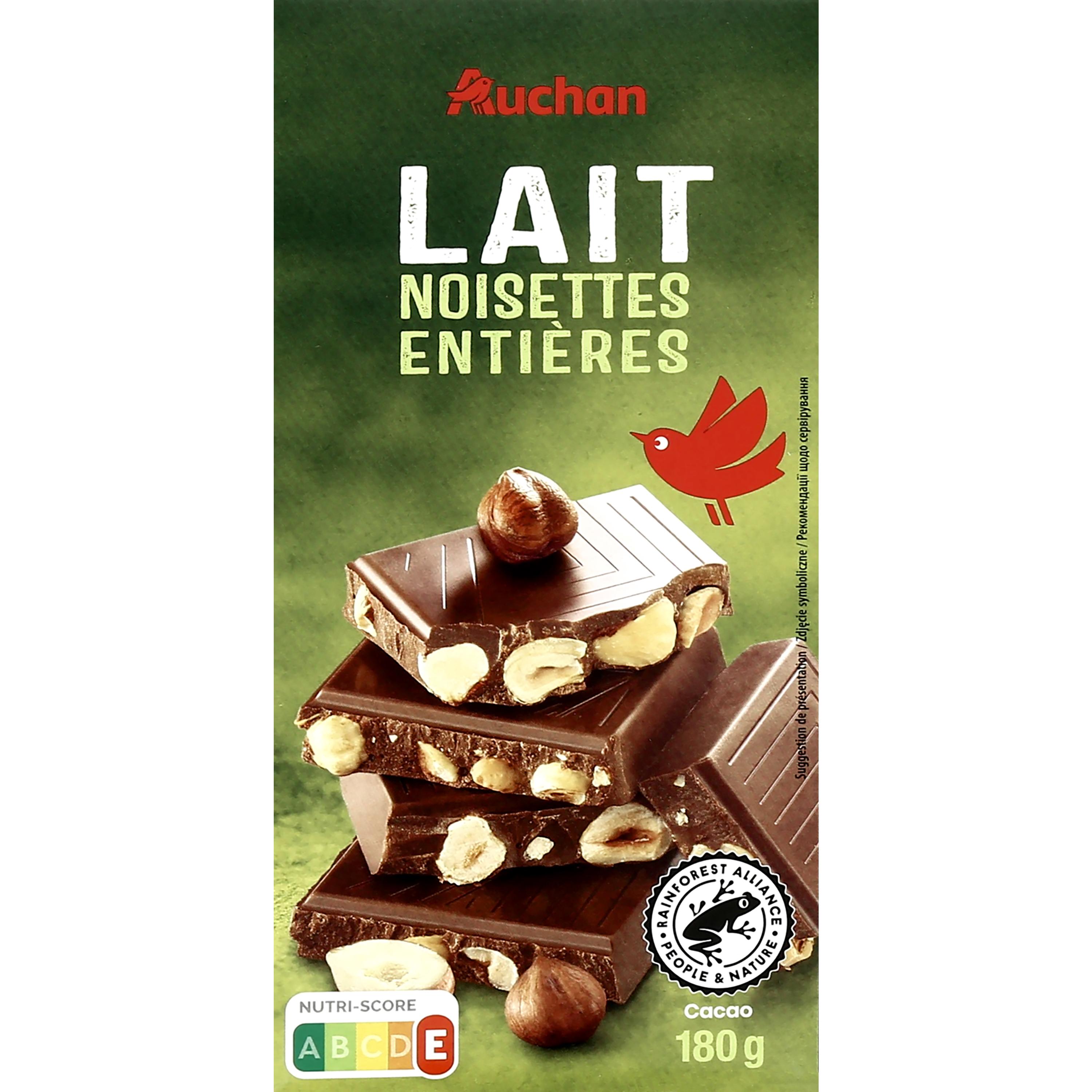 Barre chocolat lait noisette Bio, Confiseries