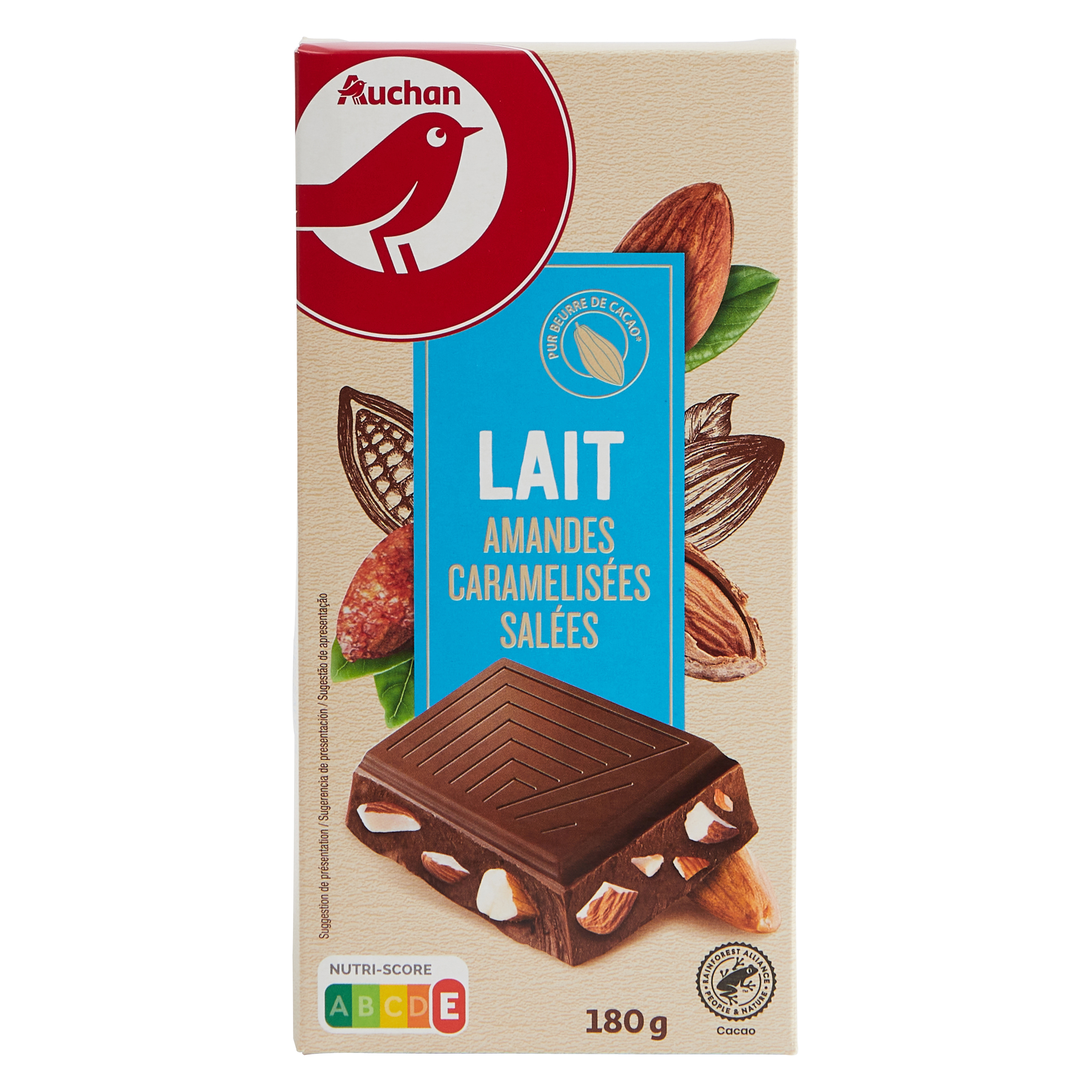 AUCHAN Auchan barres chocolat au lait 200g pas cher 