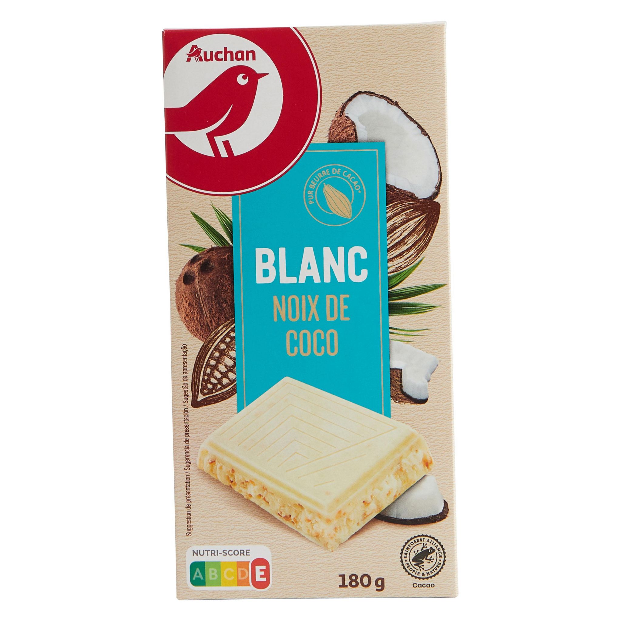 Chocolat blanc à la noix de coco et pétale de maïs, U (200 g)