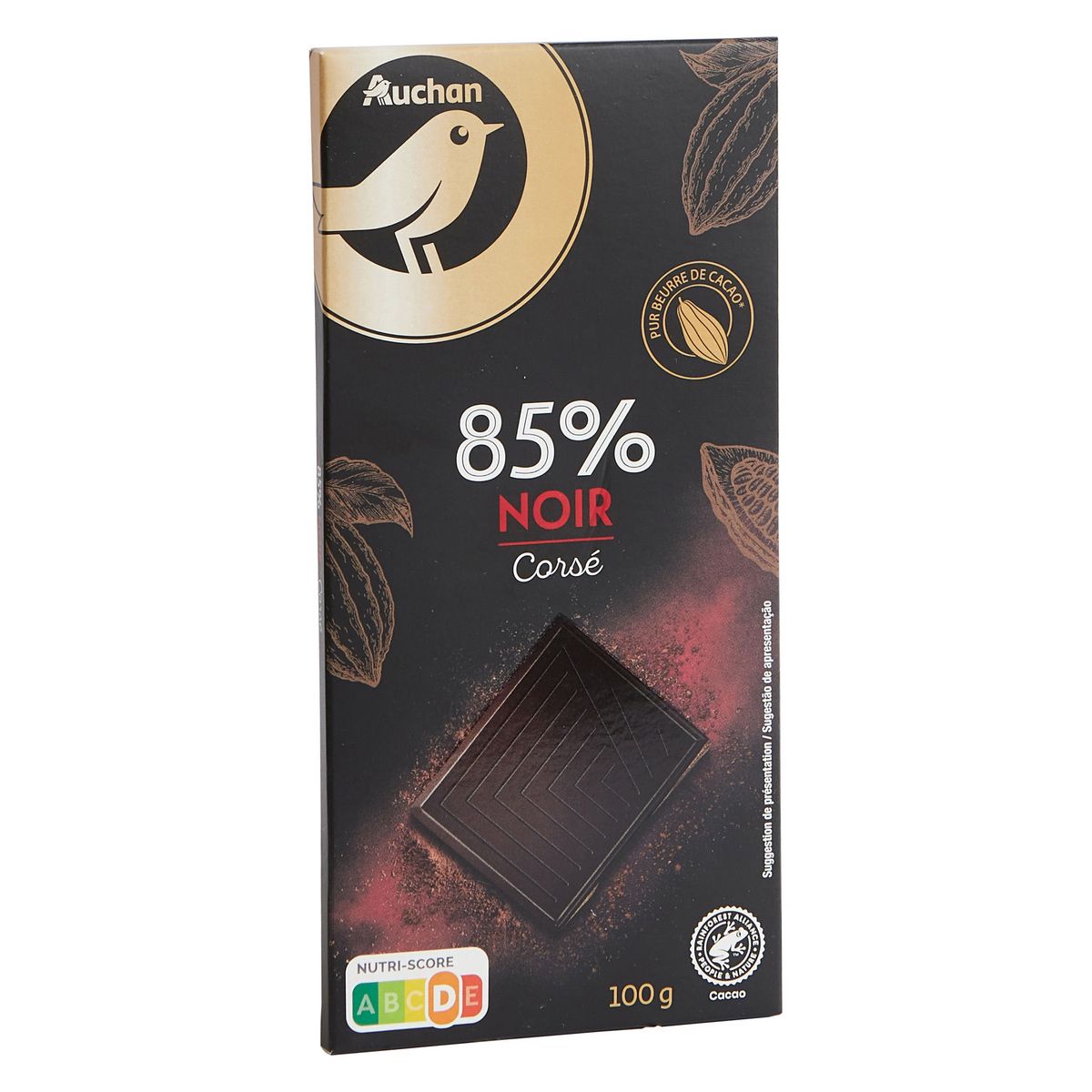 AUCHAN GOURMET Tablette de chocolat noir corsé 85% 1 pièce 100g