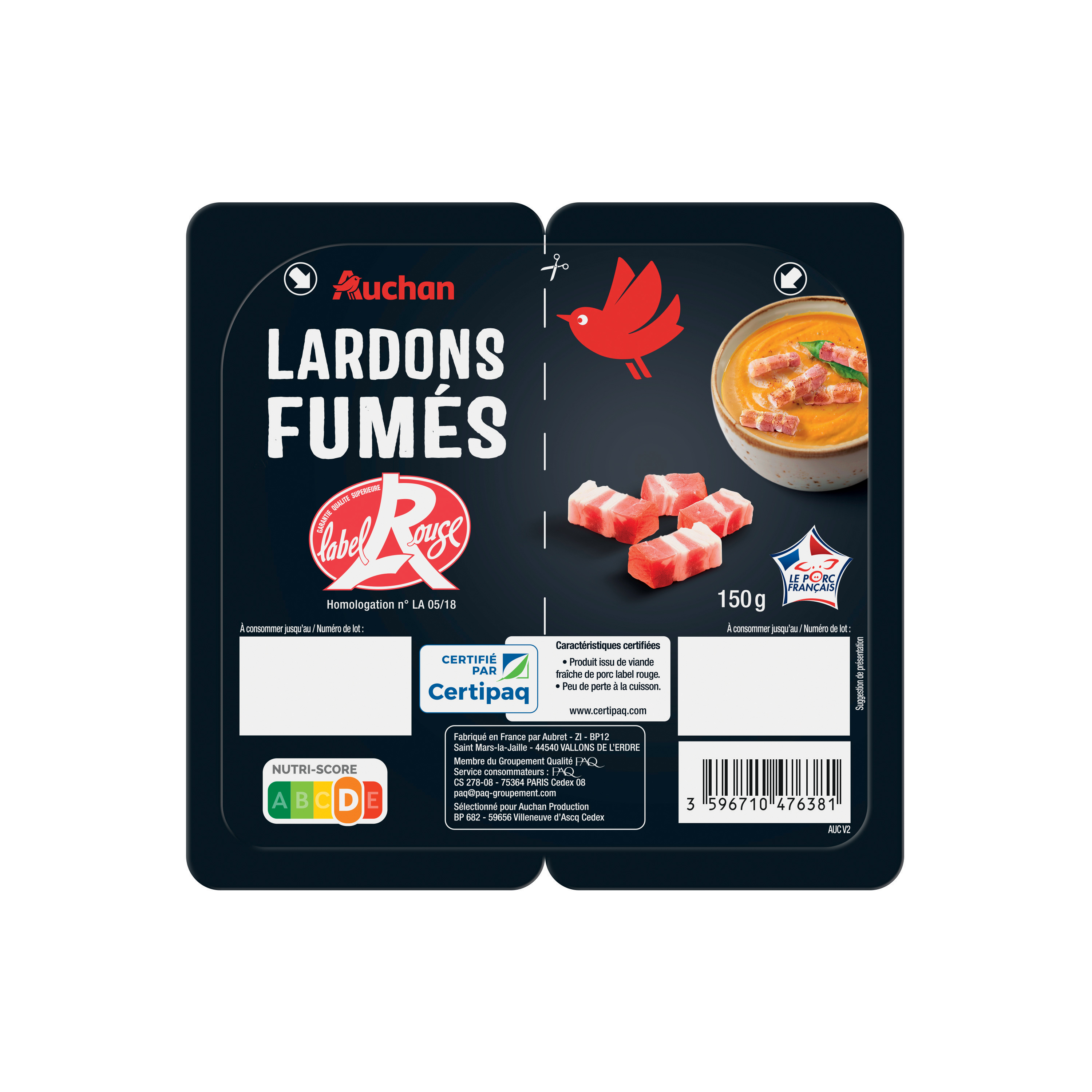 Les Lardons fumés supérieurs VPF 2x100g