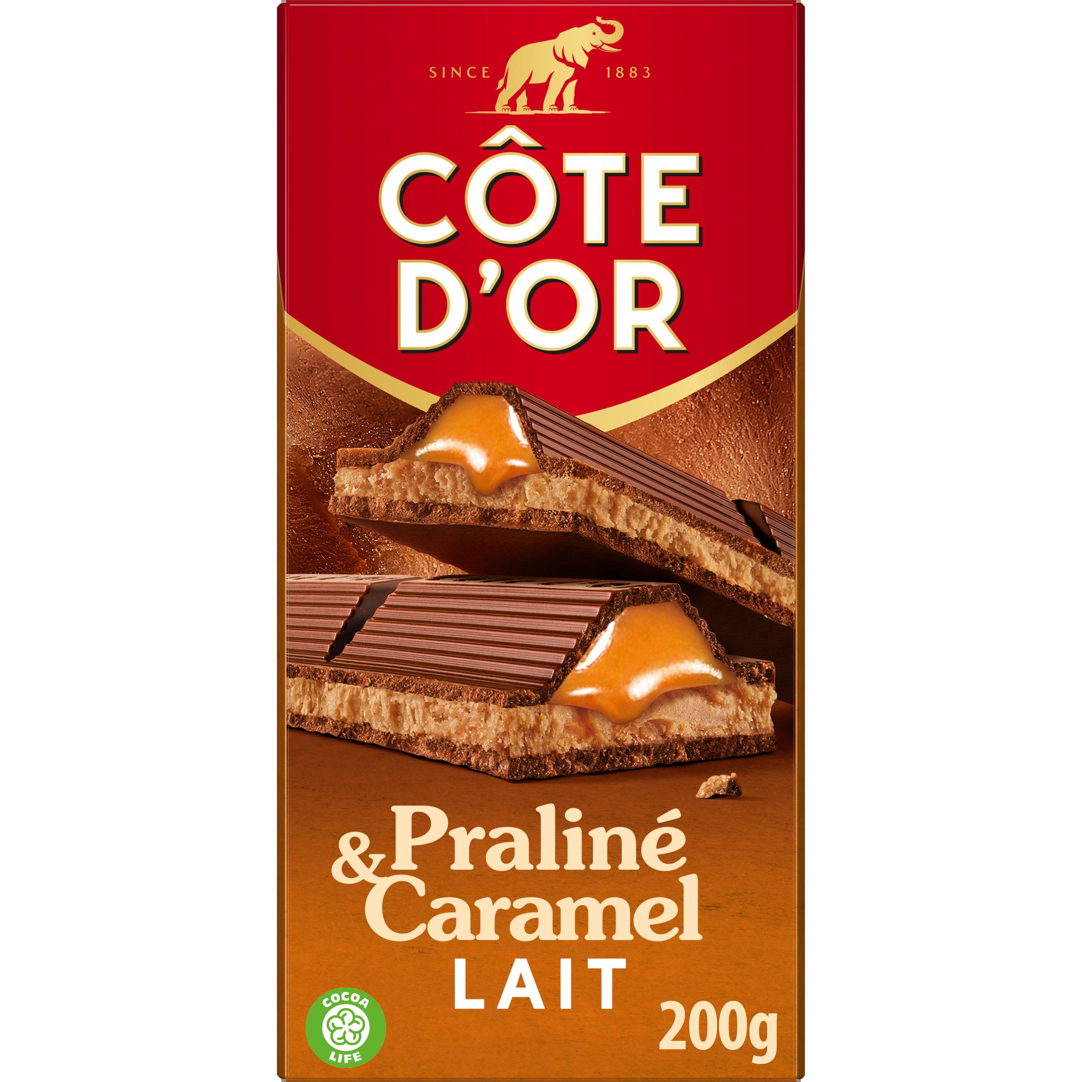 Chocolat au lait fourré caramel double texture, U (130 g)