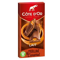 COTE D'OR Tablette de chocolat au lait fourré praliné et caramel 1 pièce 200g