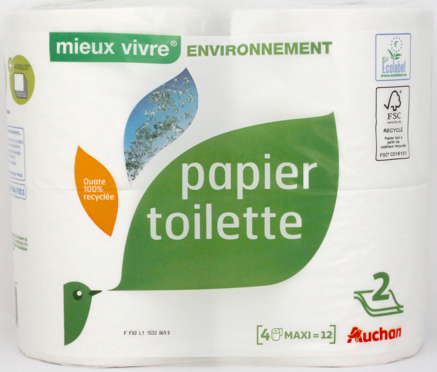 LOTUS - PAPIER TOILETTTE JUST-1 Paquet de 6 rouleaux - Essuie-Tout