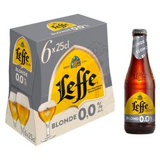 LEFFE Bière blonde sans alcool 0,0% bouteilles 6x25cl