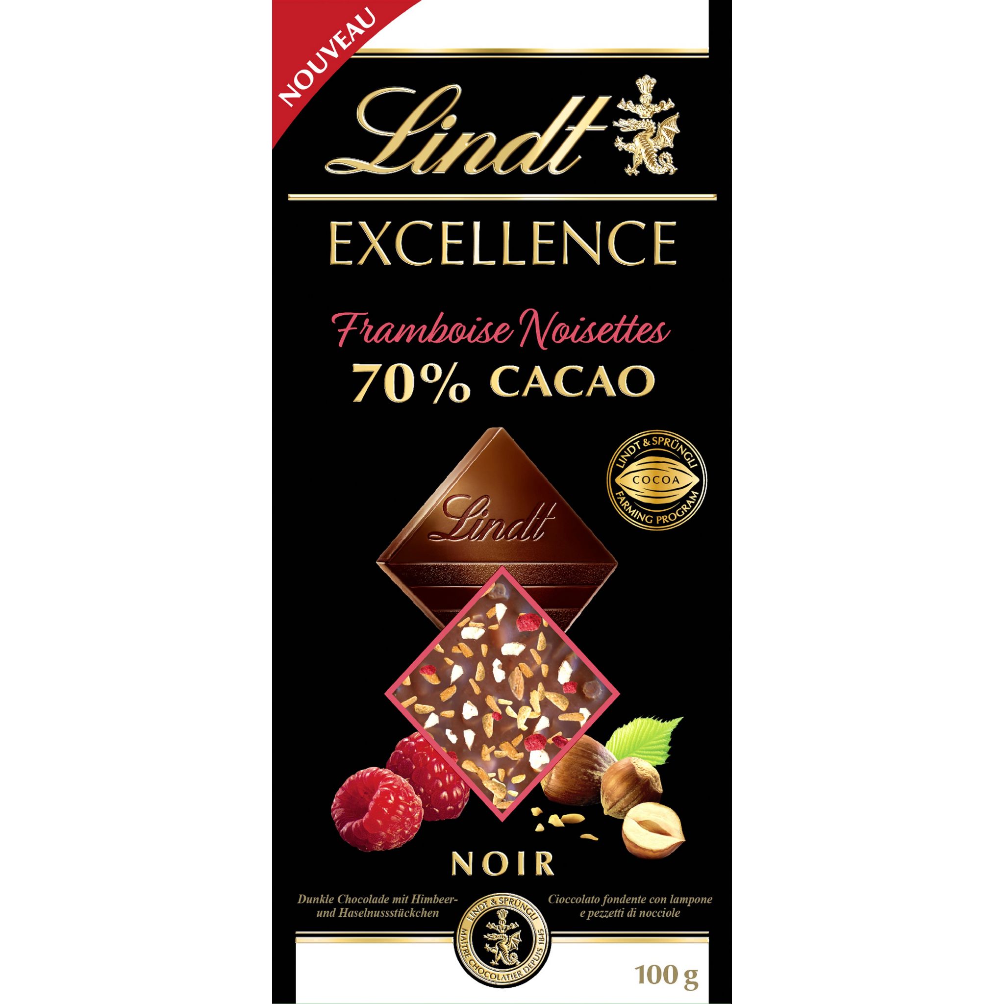 Lindt - Tablette 70% Cacao Doux EXCELLENCE - Chocolat Noir, 100g :  : Epicerie