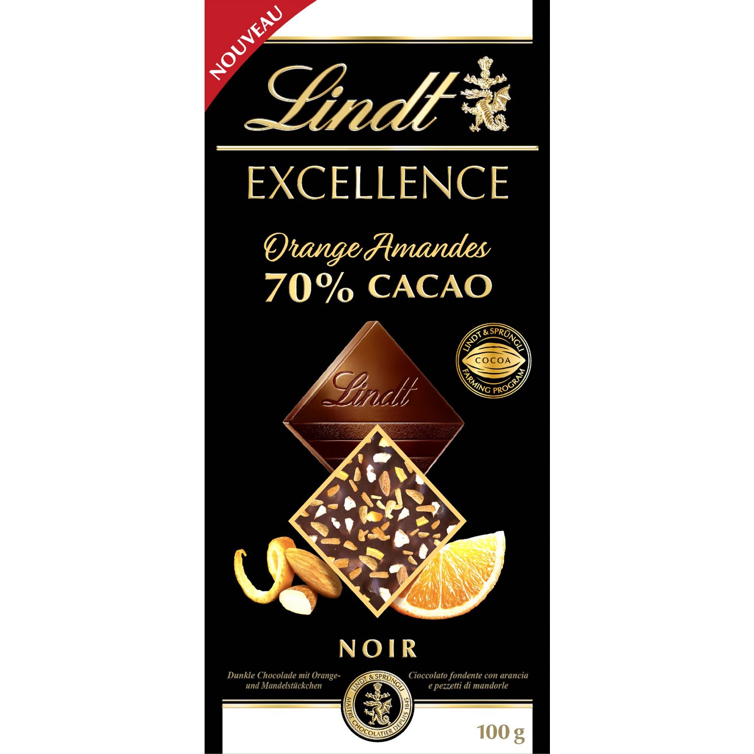 LINDT : Excellence - Tablette de chocolat noir 78% - chronodrive