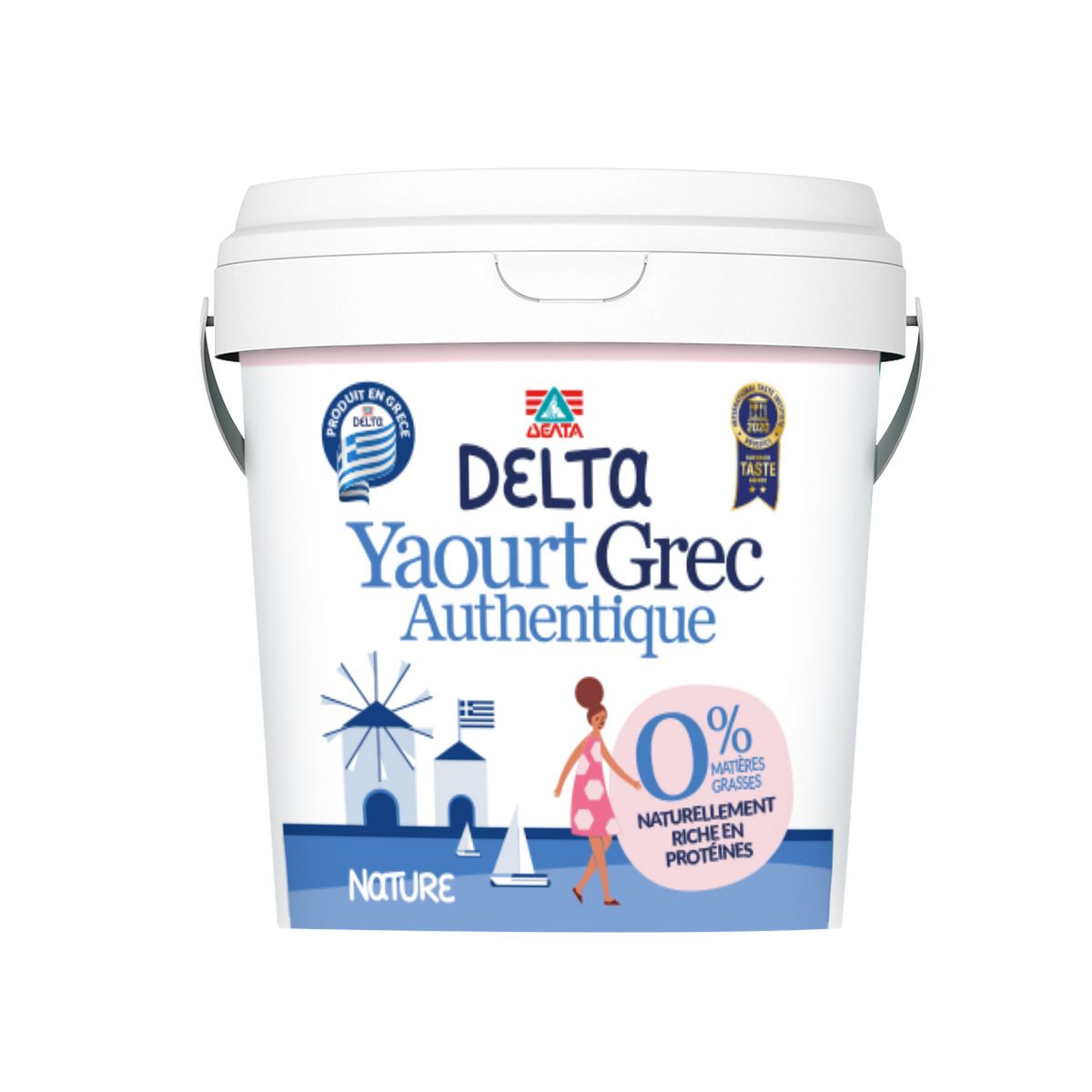 DELTA Yaourt Grec authentique nature 0% 1kg pas cher 