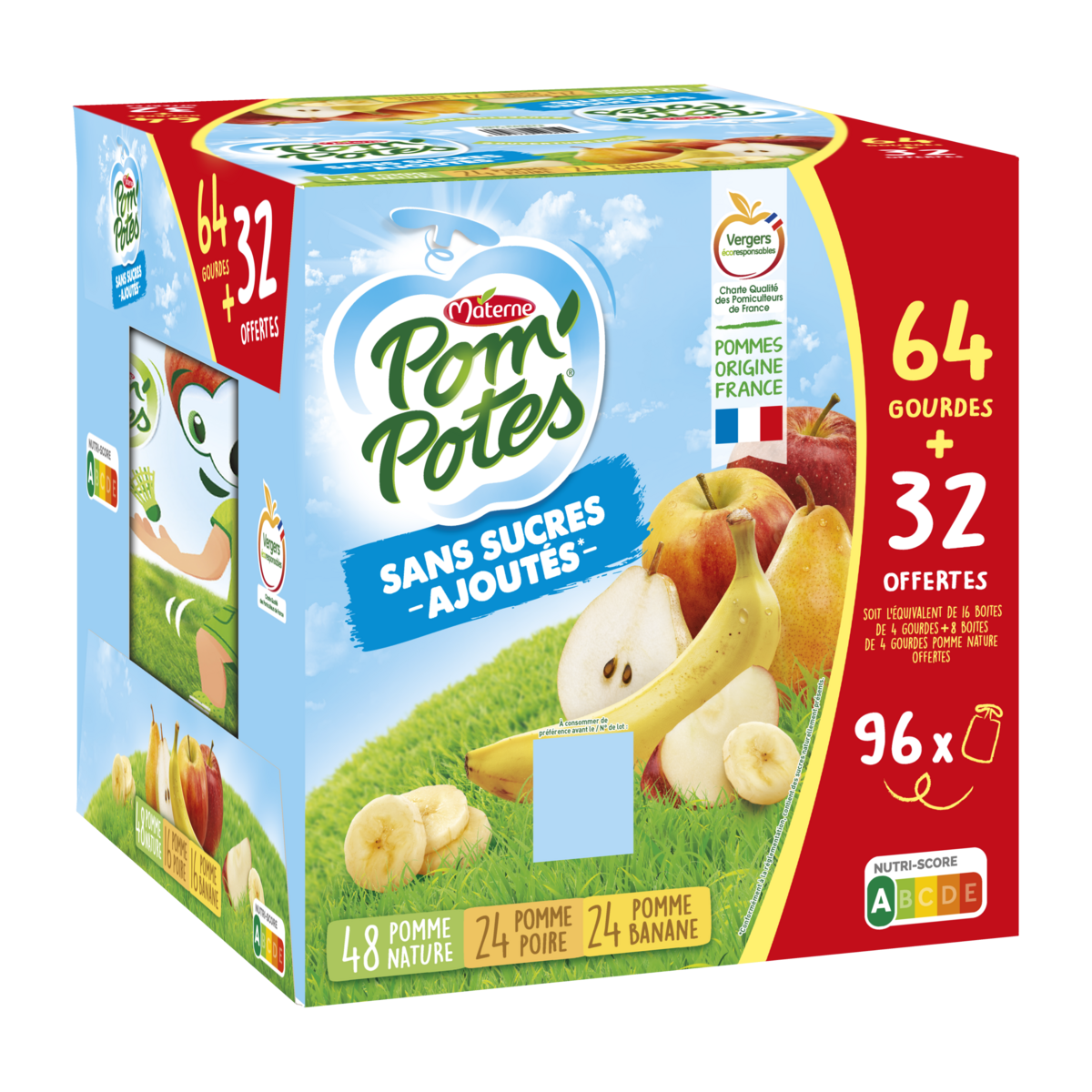 Pom'Potes Compotes En Gourde Pomme Tropical Sans Sucres Ajoutés Les 4  Gourdes De 90 G - DRH MARKET Sarl