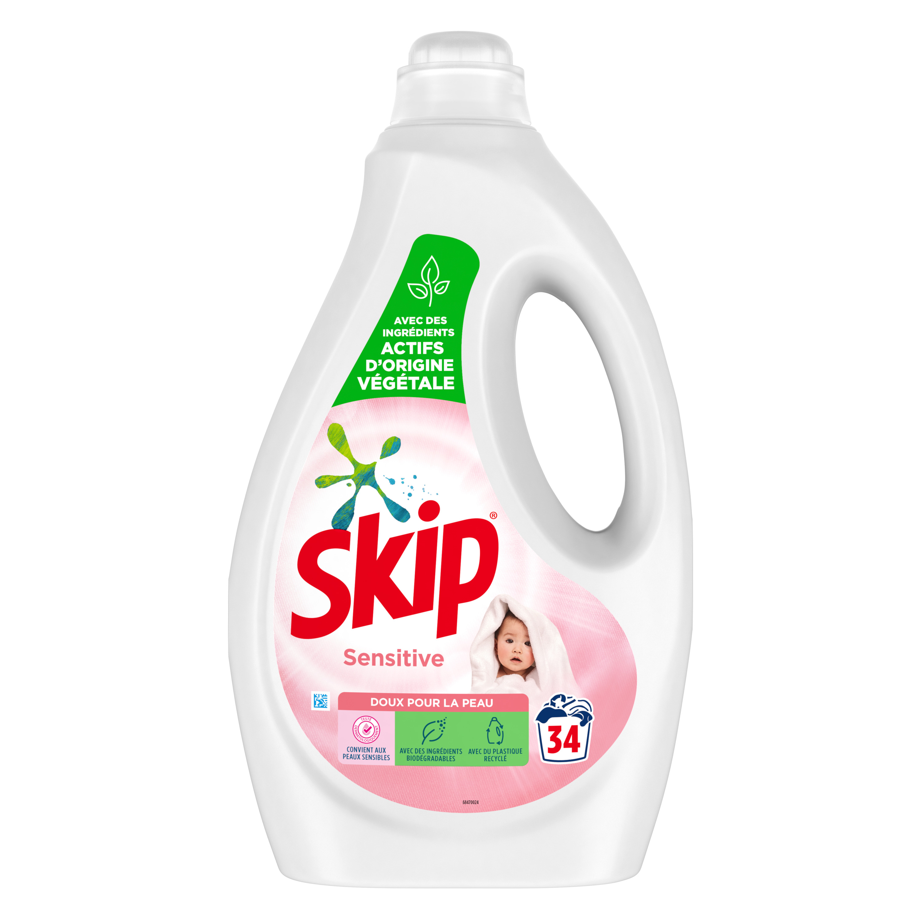 Skip Lessive Liquide Sensitive Peaux Sensibles & Bébés 2x56