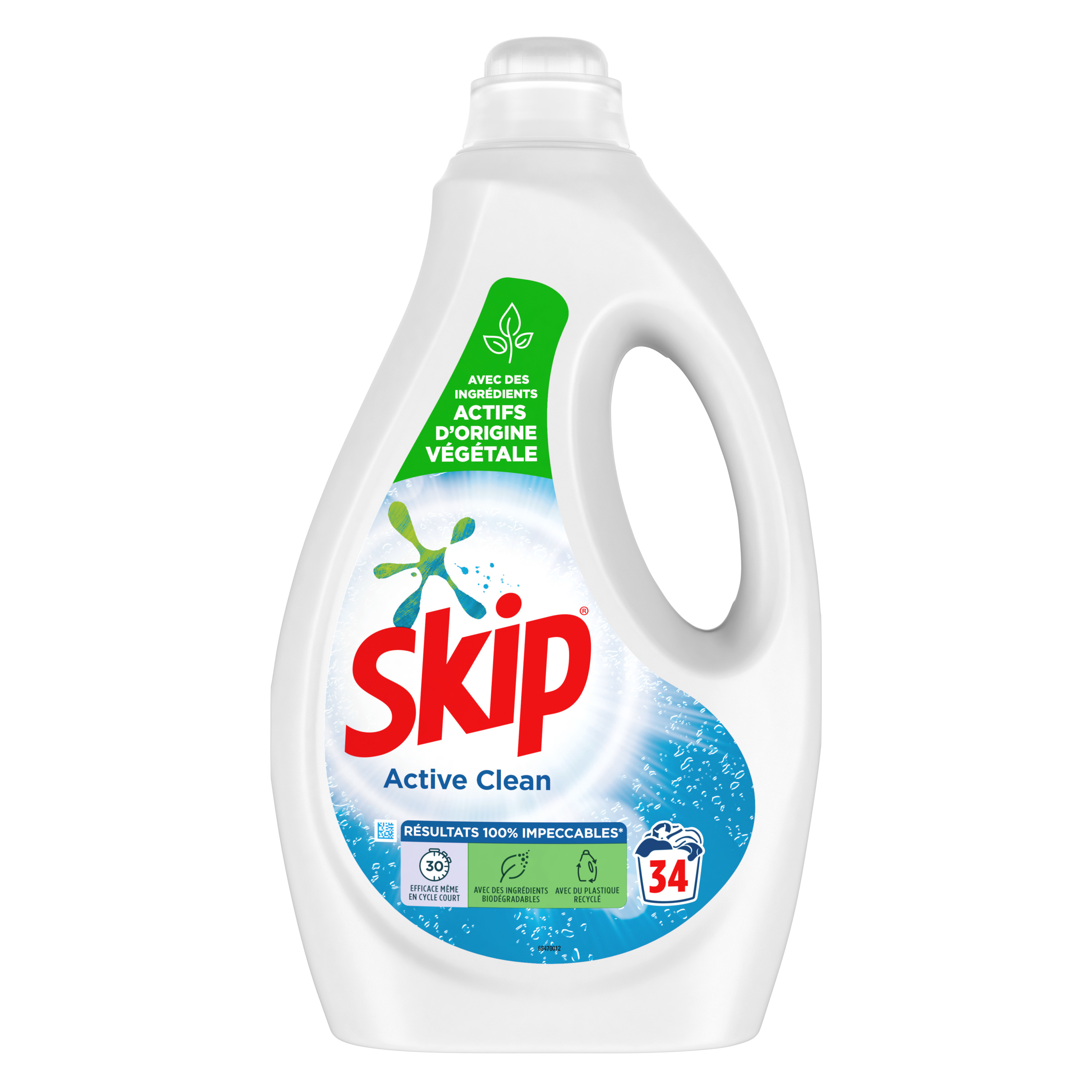 SKIP Active Clean lessive liquide ultimate 34 lavages 1,7l pas cher 