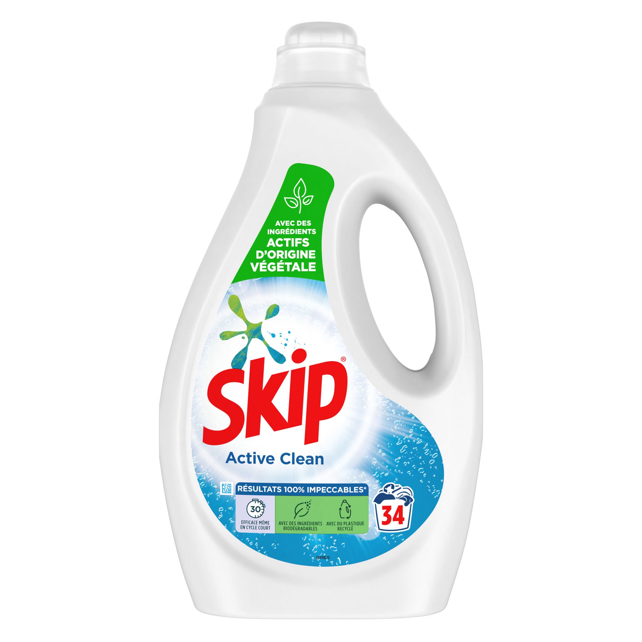 Skip Lessive Liquide Concentrée Active Clean, Résultats Impeccables,  Ingrédients d'origine végétale, 51 lavages : : Epicerie