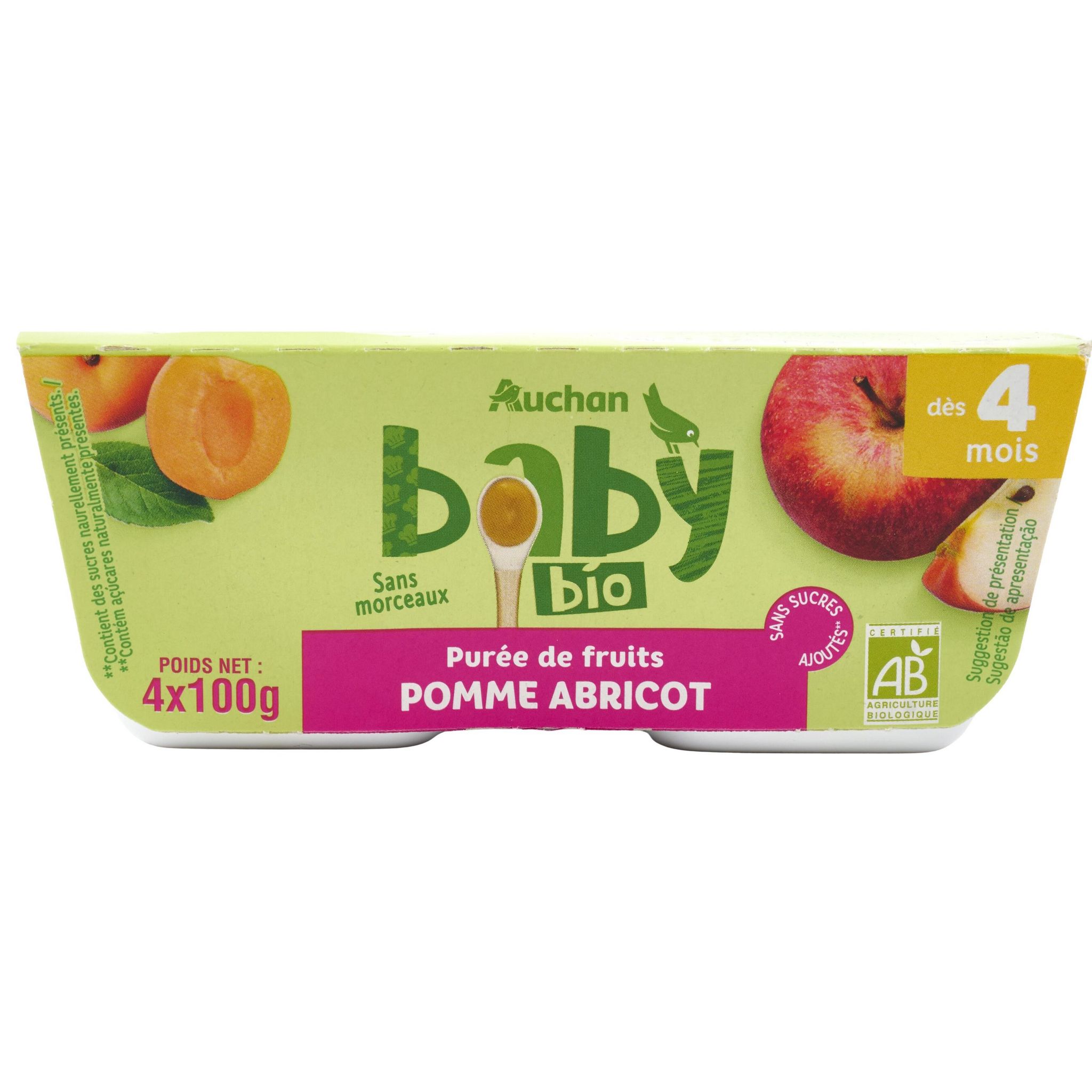 Babybio Petits Pots Pomme Abricot Céréales Bio dès 4 mois 2x130g