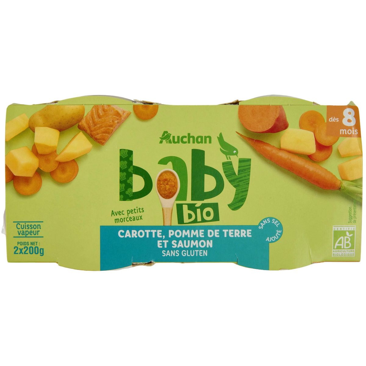 Plats pour bébé bols repas à la carotte, pomme de terre et poulet dès 8 mois,  U Tout Petits Bio (2 x 200 g)