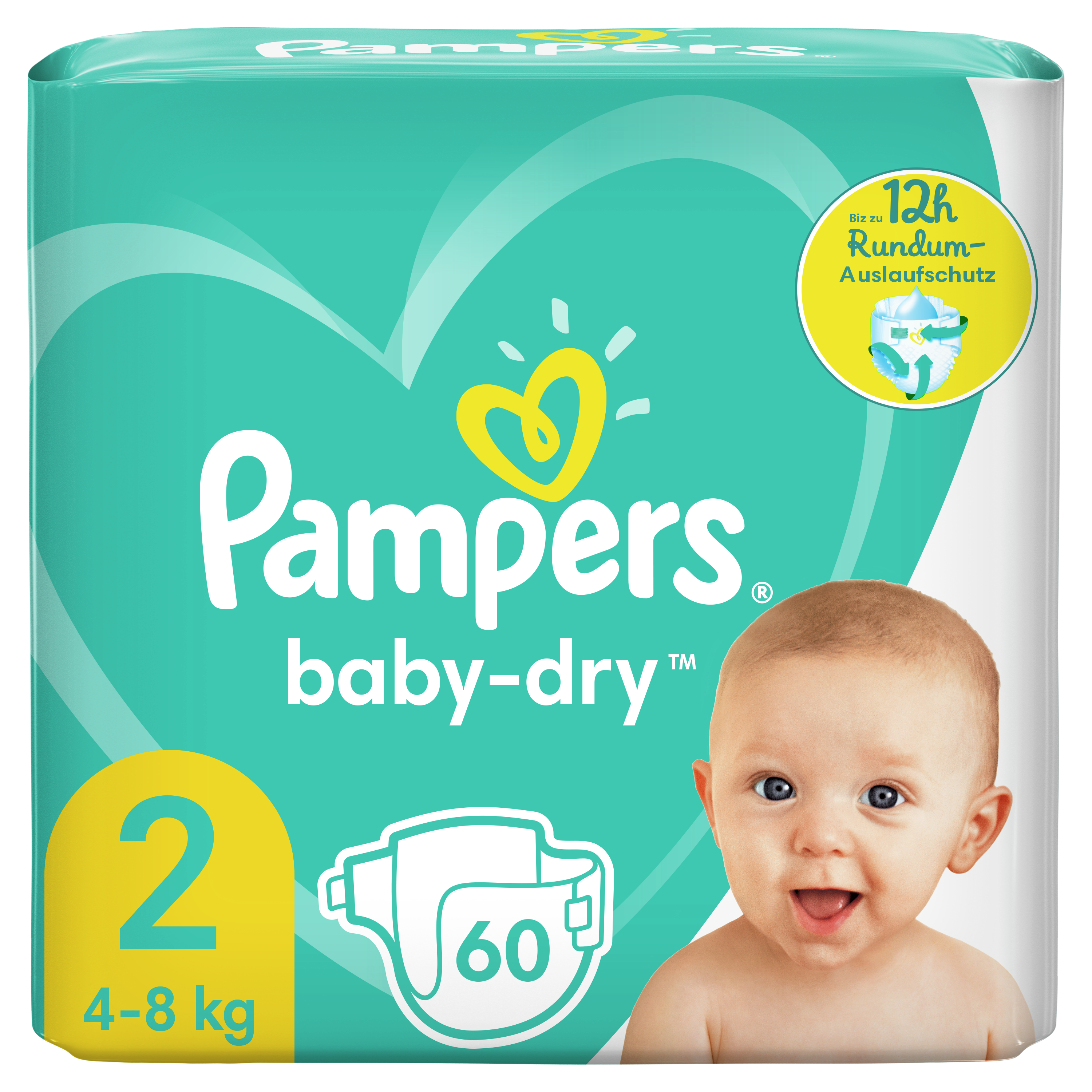 PAMPERS Baby-dry Couches taille 2 (4-8kg) 60 couches pas cher 