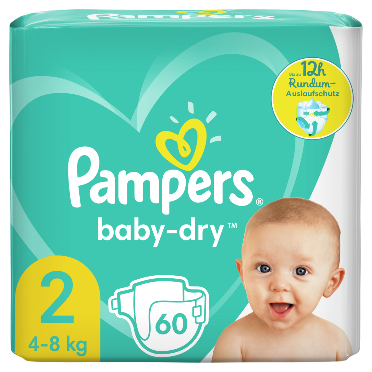 PAMPERS Baby-dry Couches taille 2 (4-8kg) 60 couches pas cher