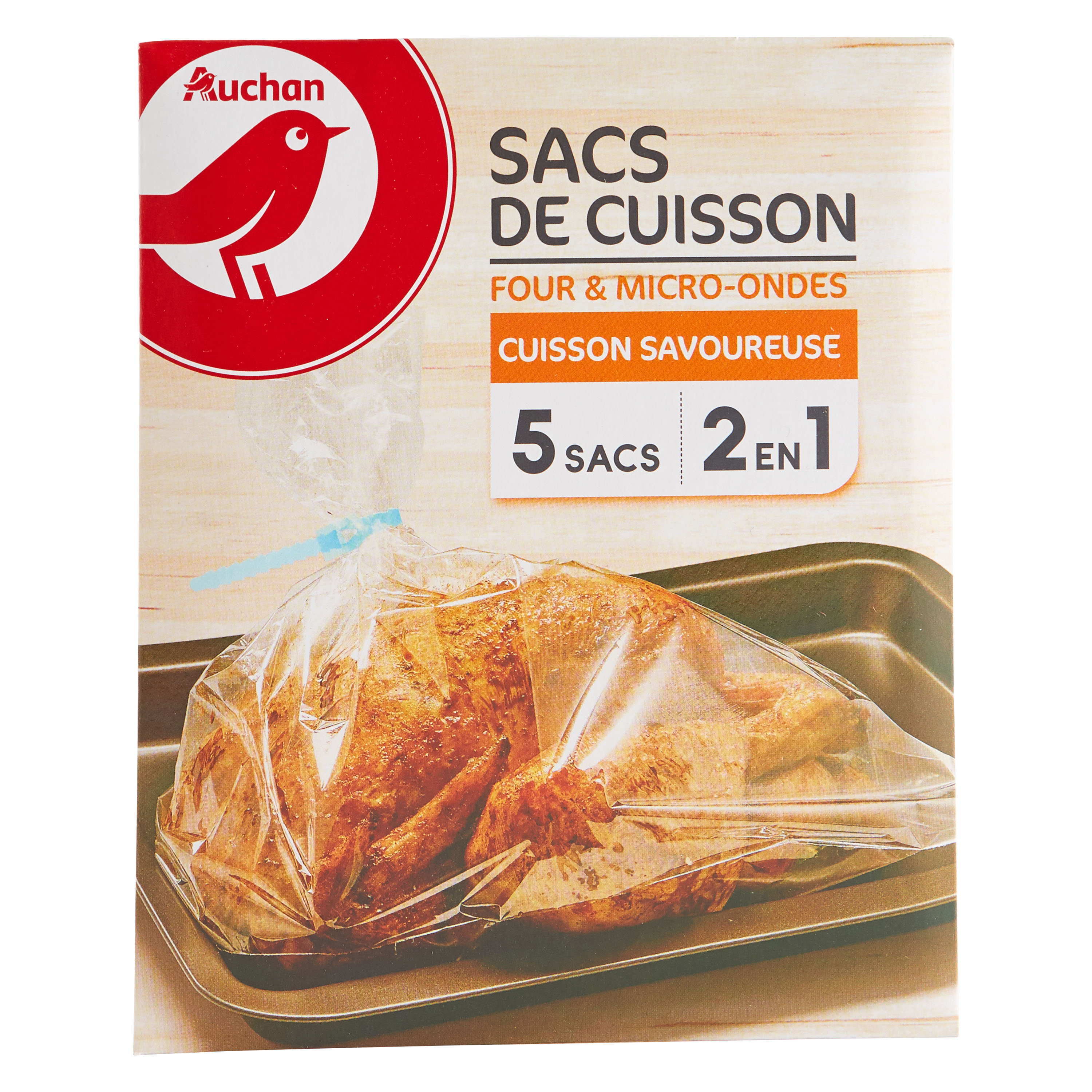 AUCHAN Auchan sacs cuisson au four grand modèle (35x43cm) x5 pas