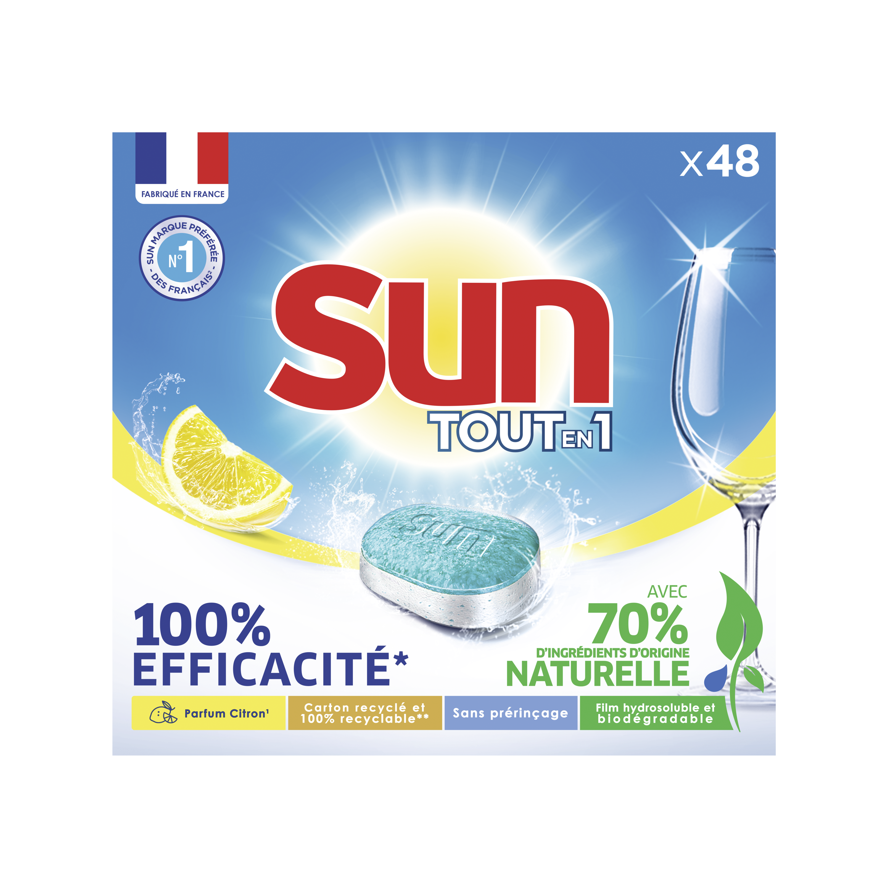 Tablettes Lave-Vaisselle Sun Tout-en-1 Normal - 86 pièces