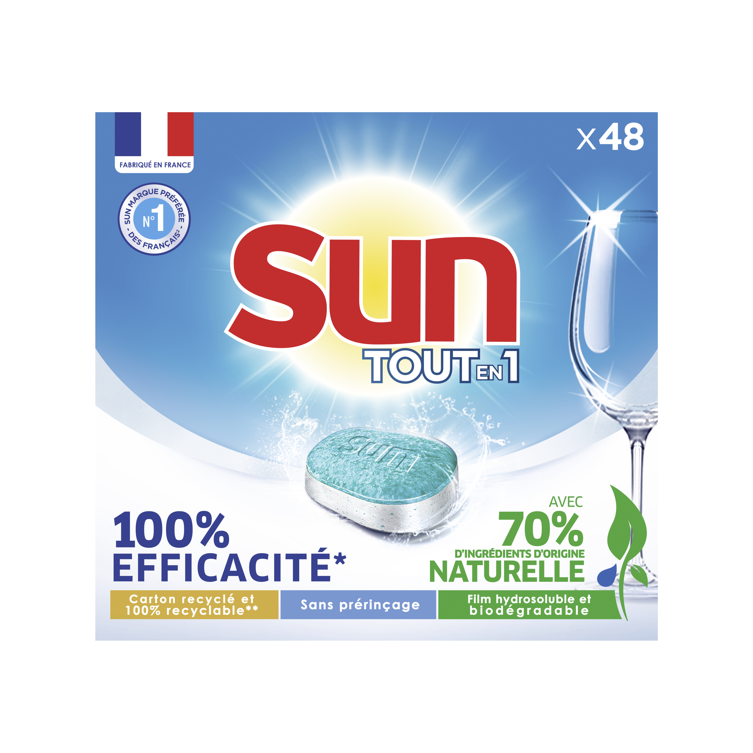 SUN Tablettes lave-vaisselle tout en 1 hygiène ecolabel x45 - Le